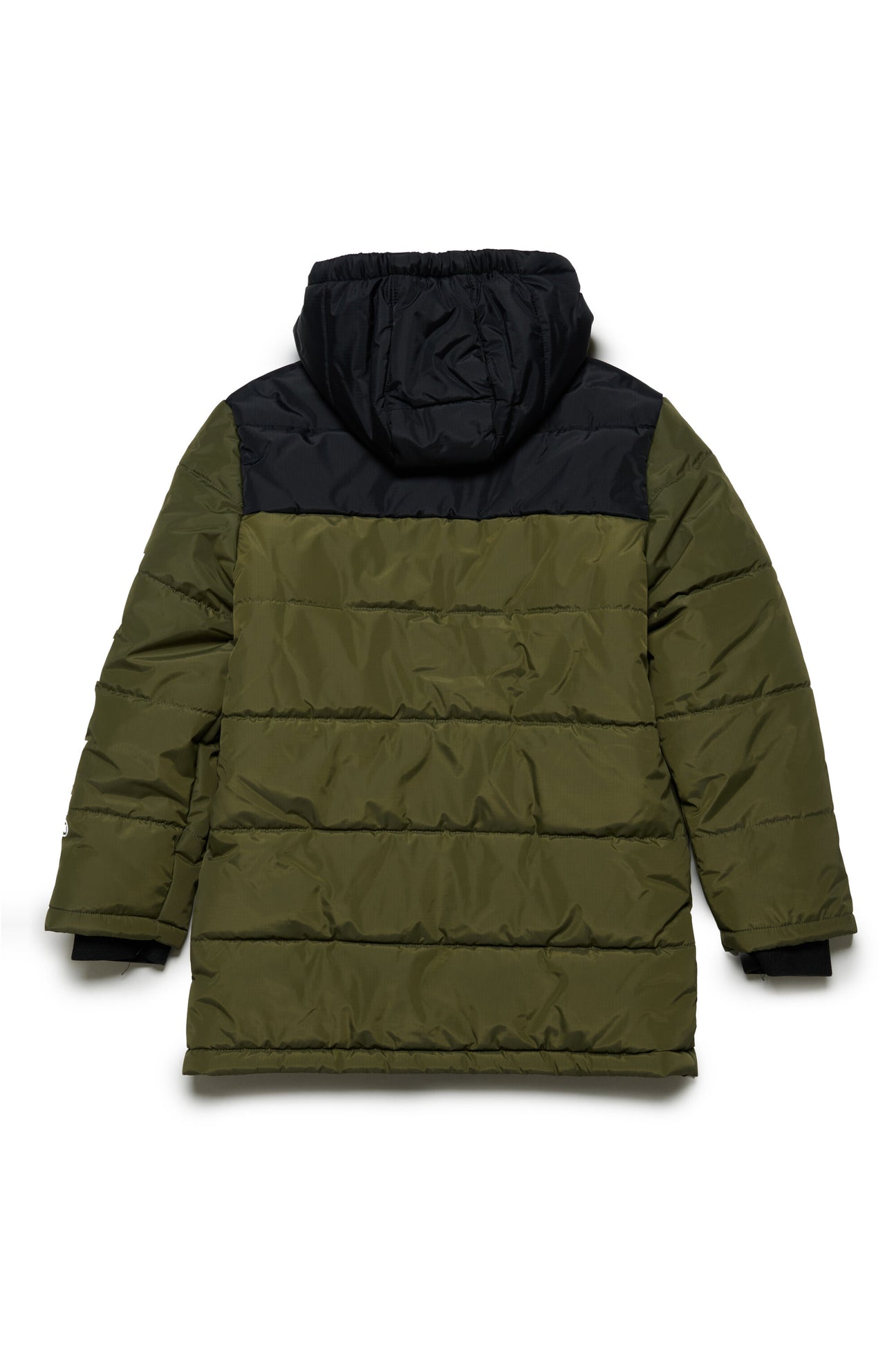 Two-tone padded jacket with hood and Diesel logo Two-tone padded jacket with hood and Diesel logo