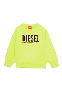 Fluorescent crew-neck branded sweatshirt