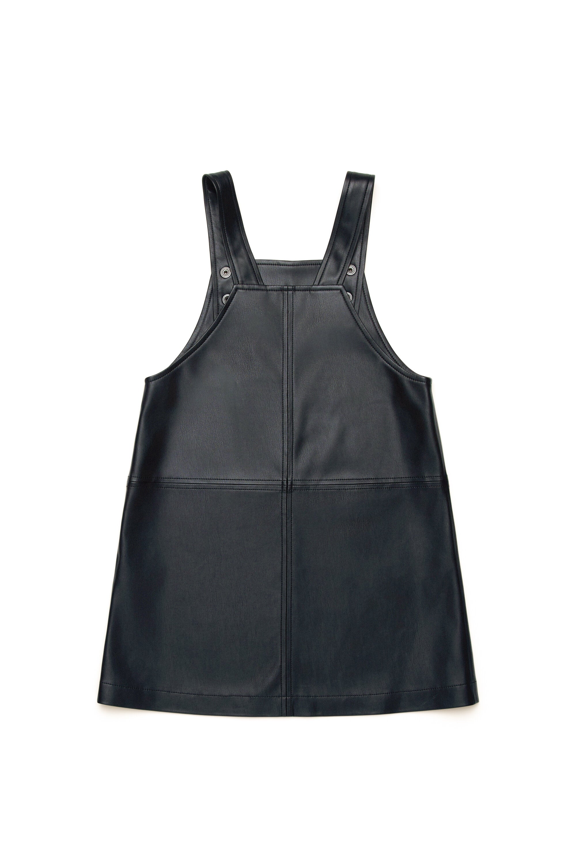 Imitation leather dungaree dress