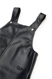 Imitation leather dungaree dress