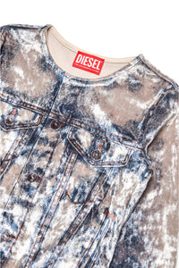 Long-sleeved T-shirt with denim jacket print