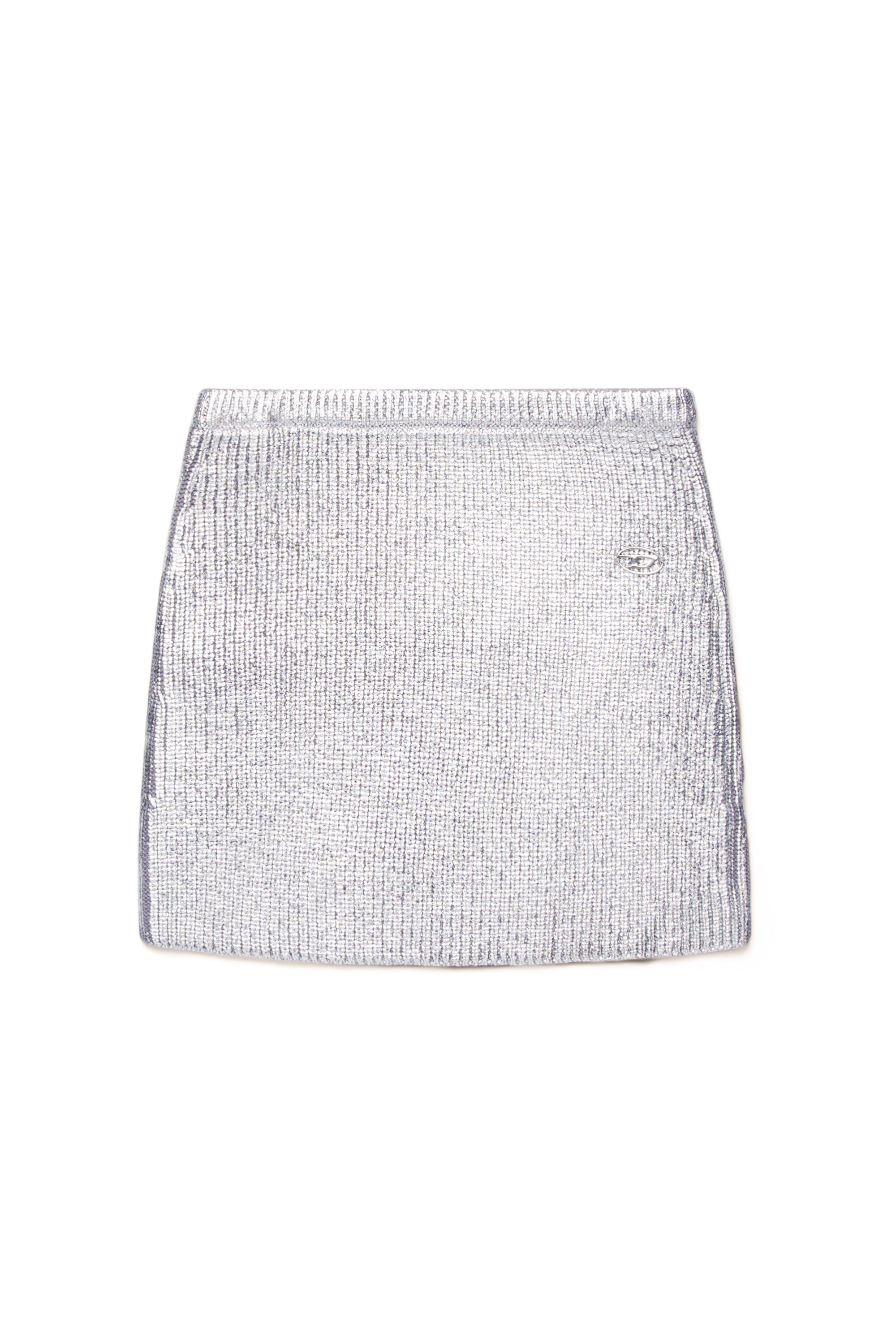All-over silver mylar ribbed skirt
