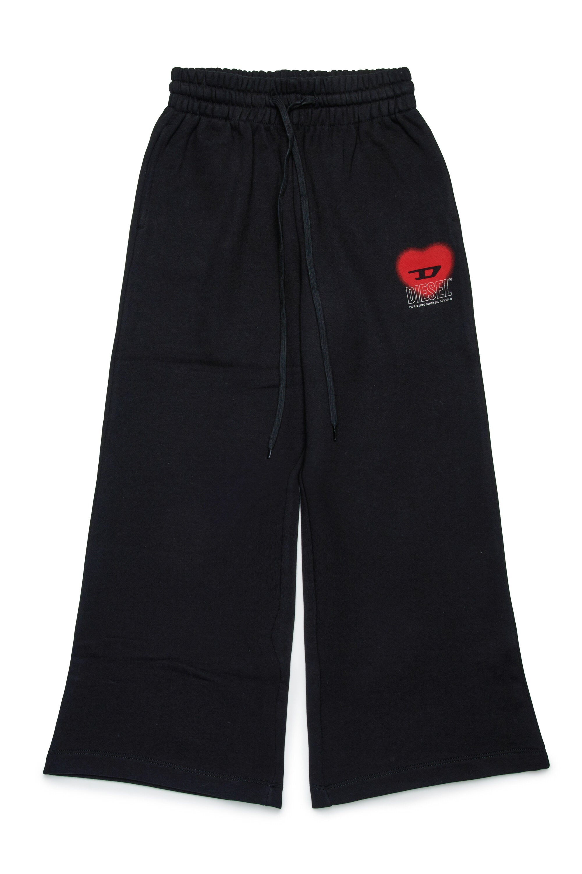 Fleece pants with heart graphics