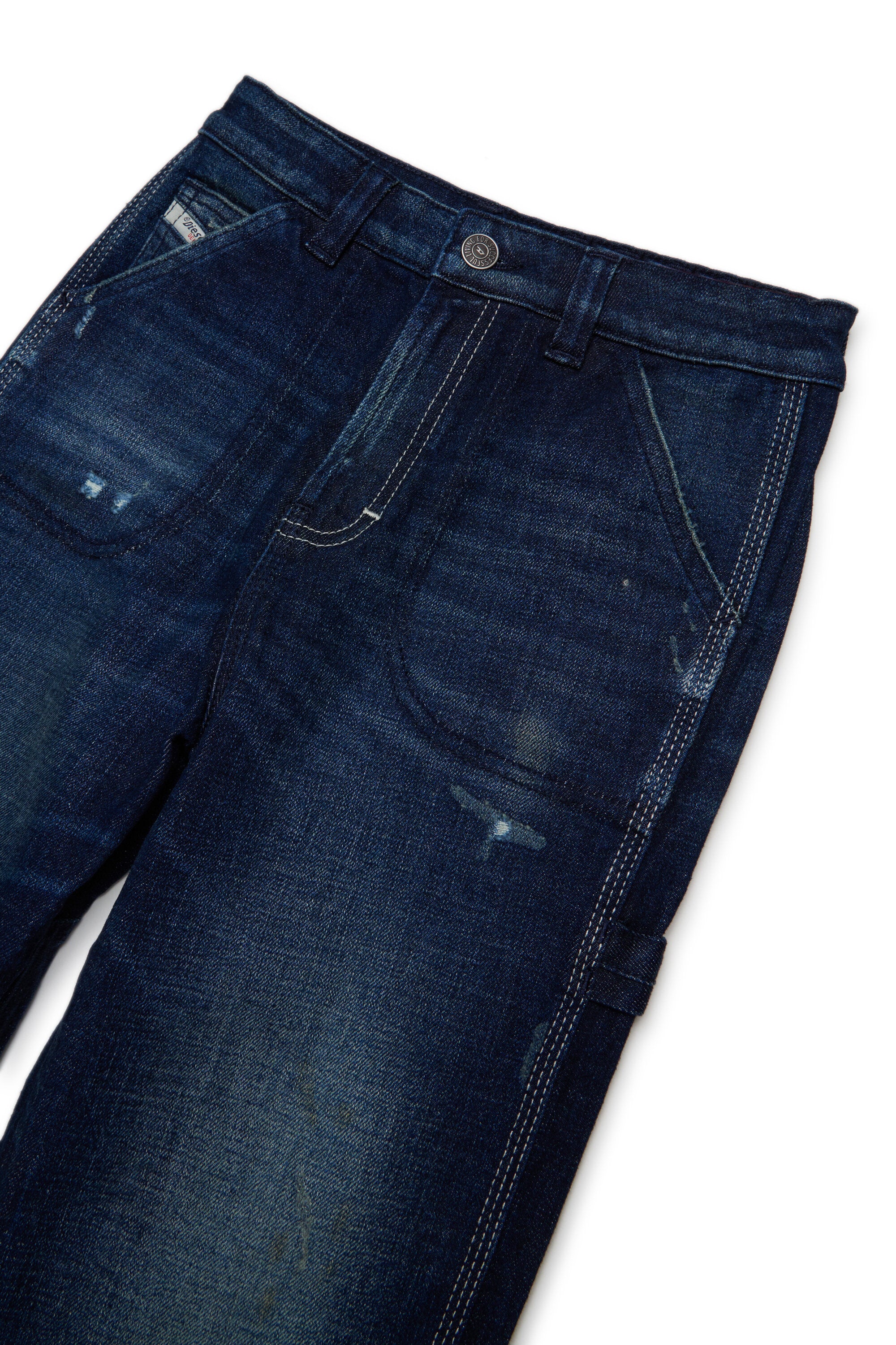 Dark blue relaxed jeans with abrasions - D-Bart