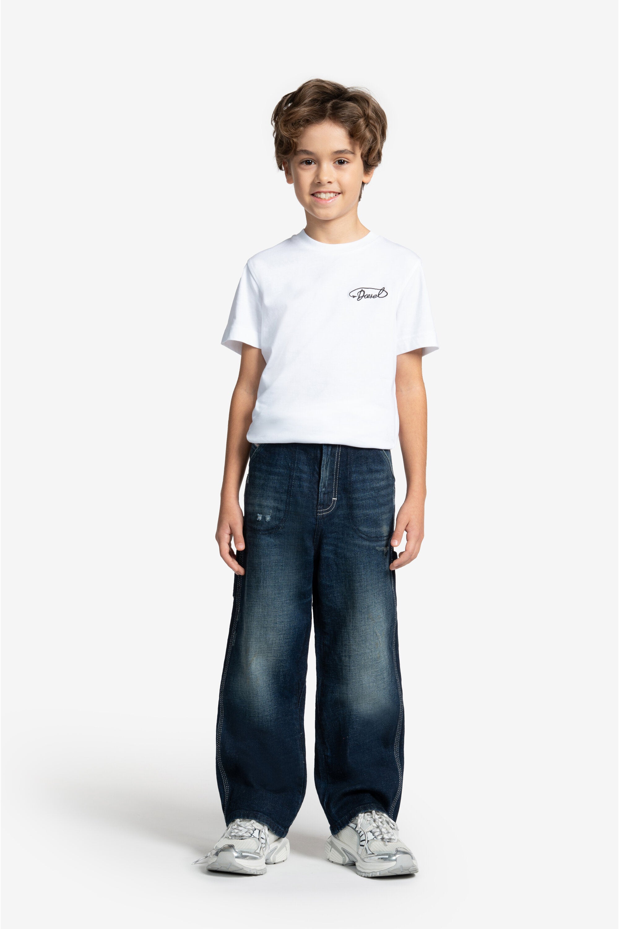 Dark blue relaxed jeans with abrasions - D-Bart