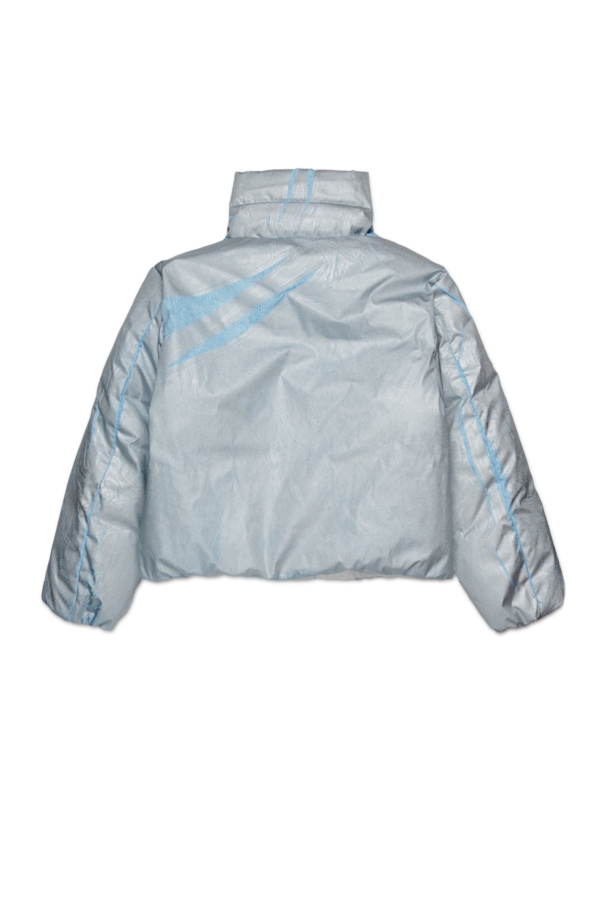 Mylar-effect short padded jacket