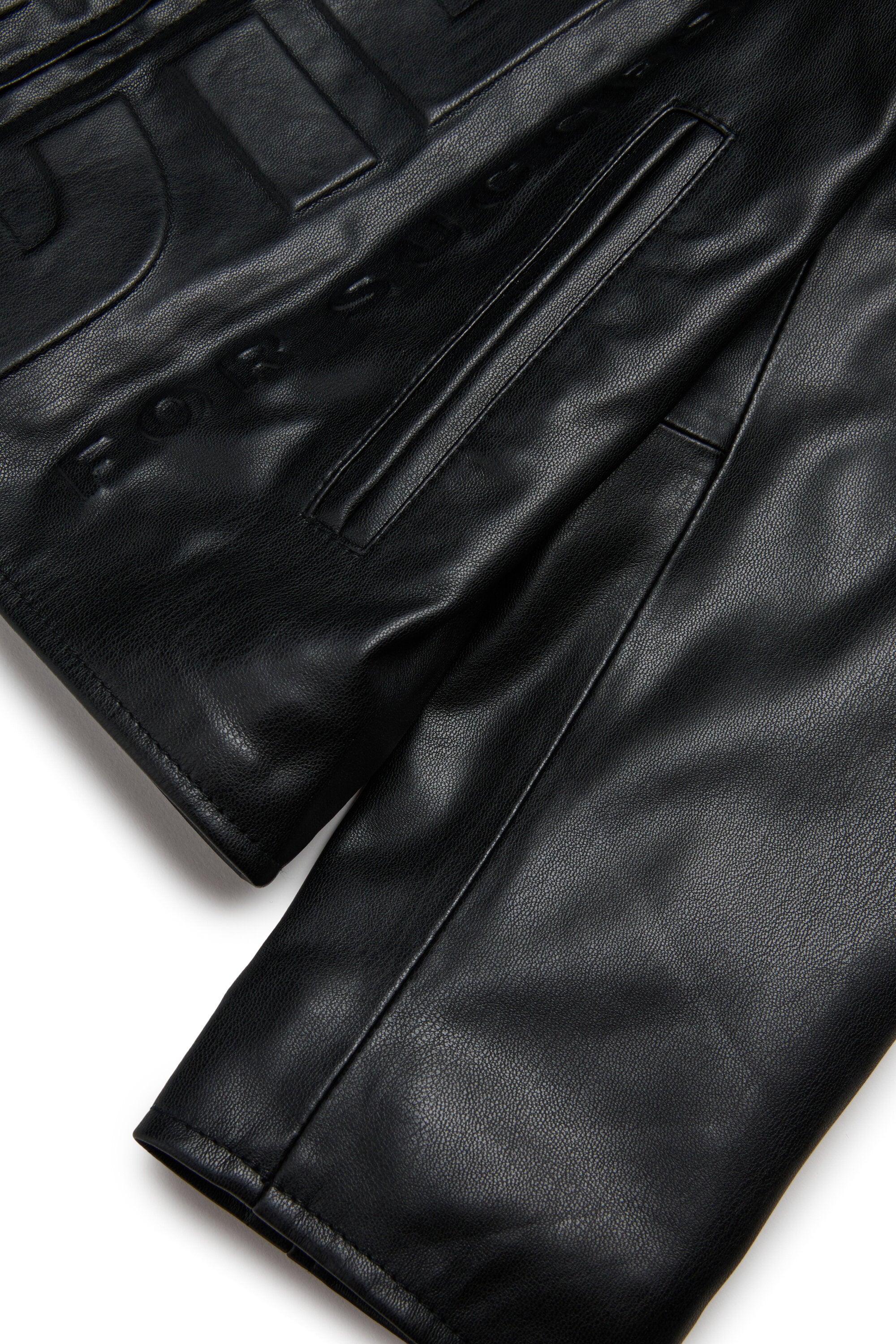 Coated fabric biker jacket with maxi logo