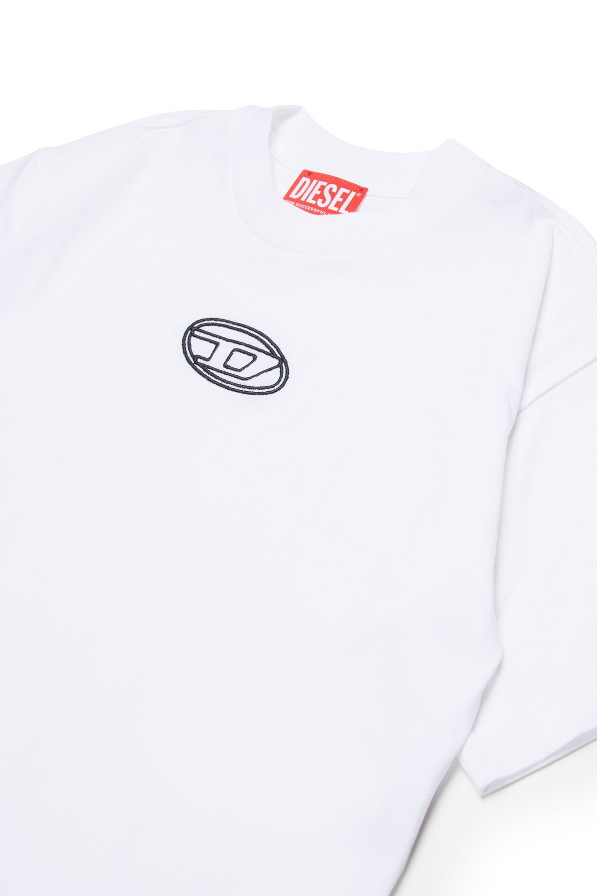 オーバルDのロゴが入ったボクシーなジャージー素材Tシャツ