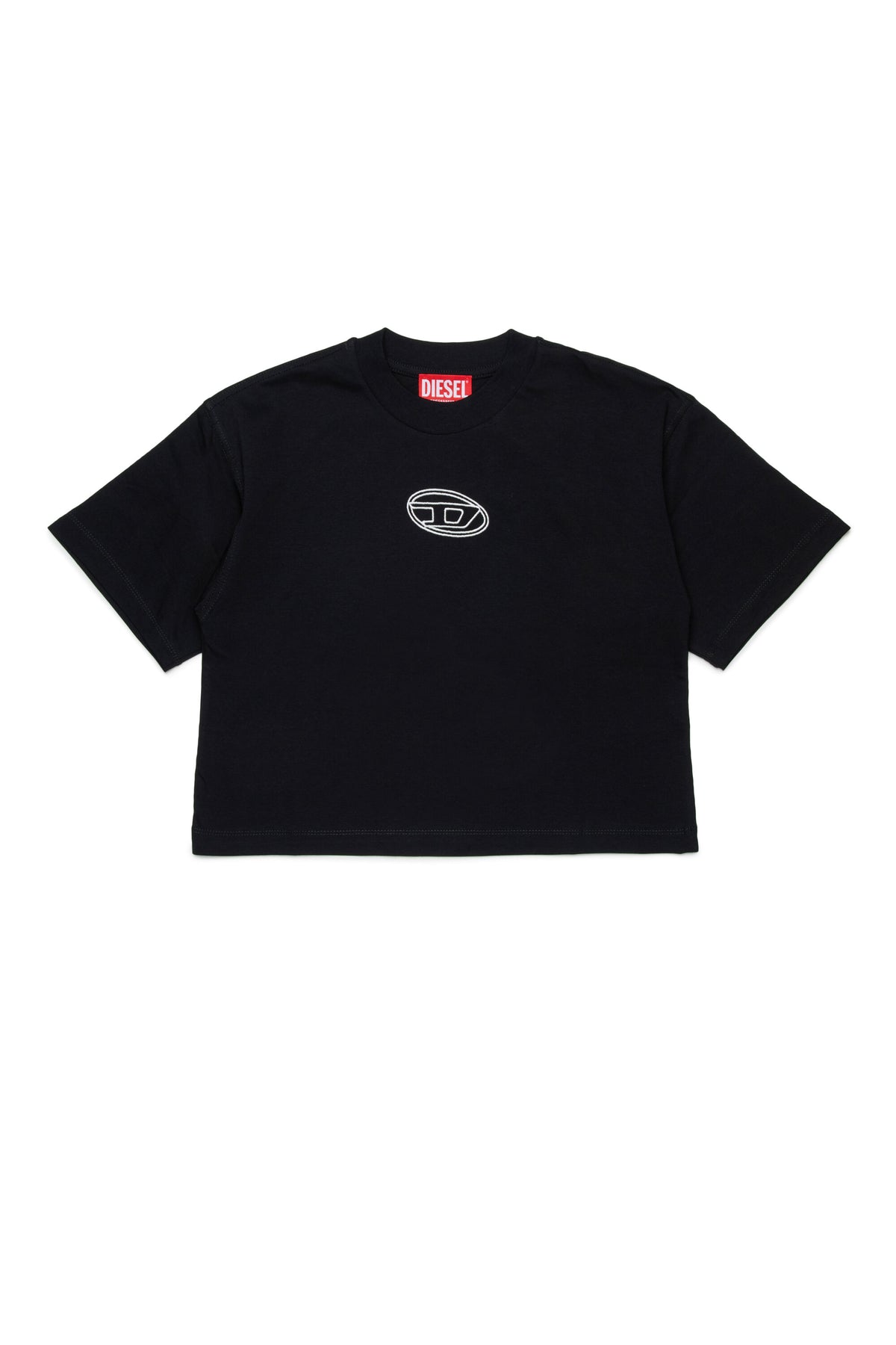 オーバルDのロゴが入ったボクシーなジャージー素材Tシャツ