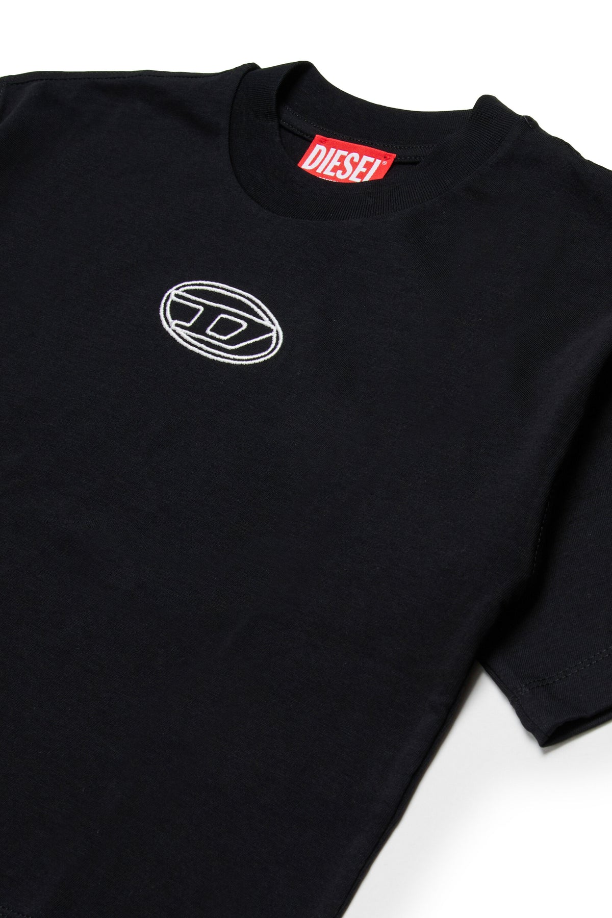 オーバルDのロゴが入ったボクシーなジャージー素材Tシャツ