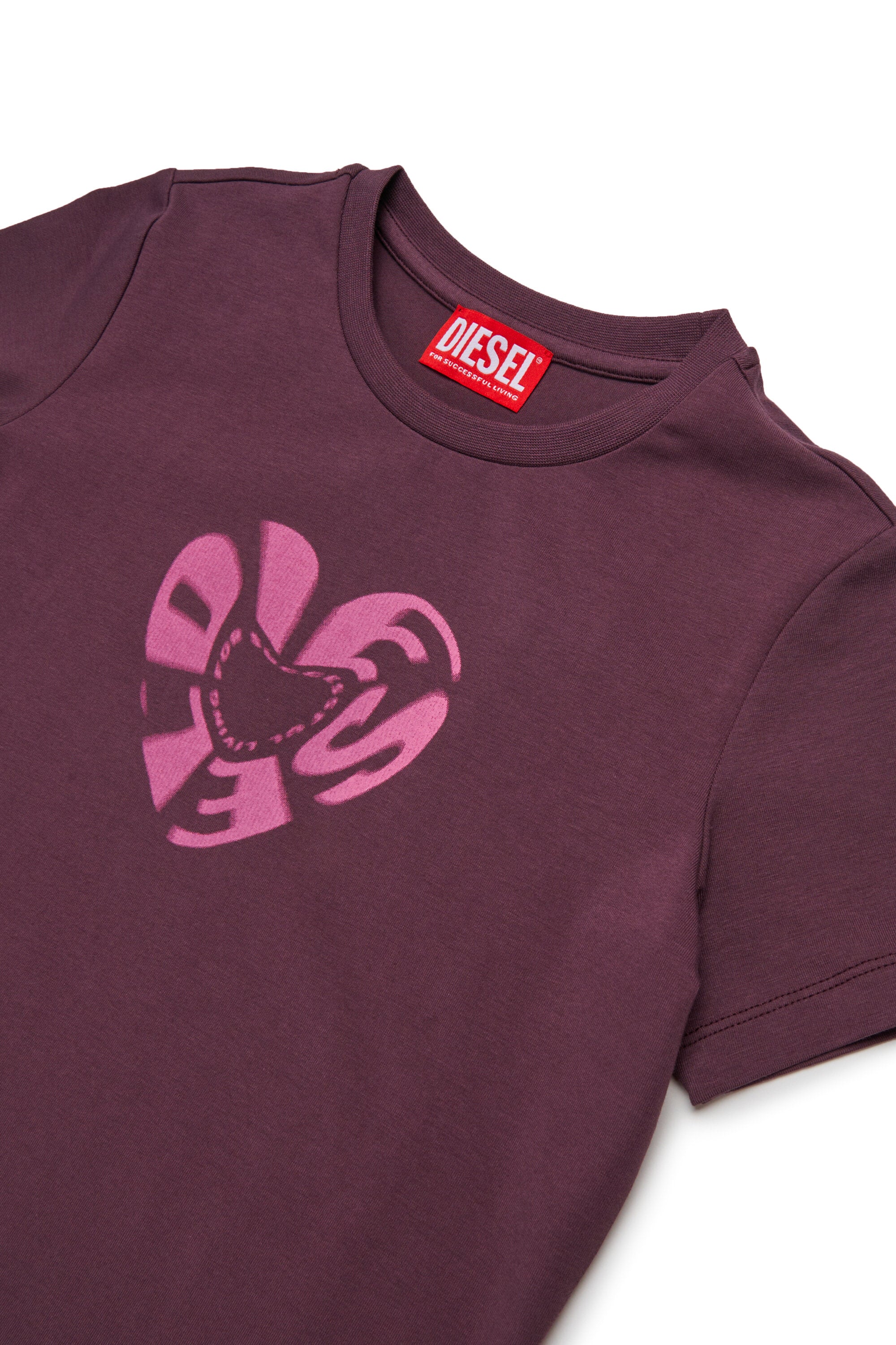 Diesel Heartグラフィックのストレッチジャージー素材Tシャツ