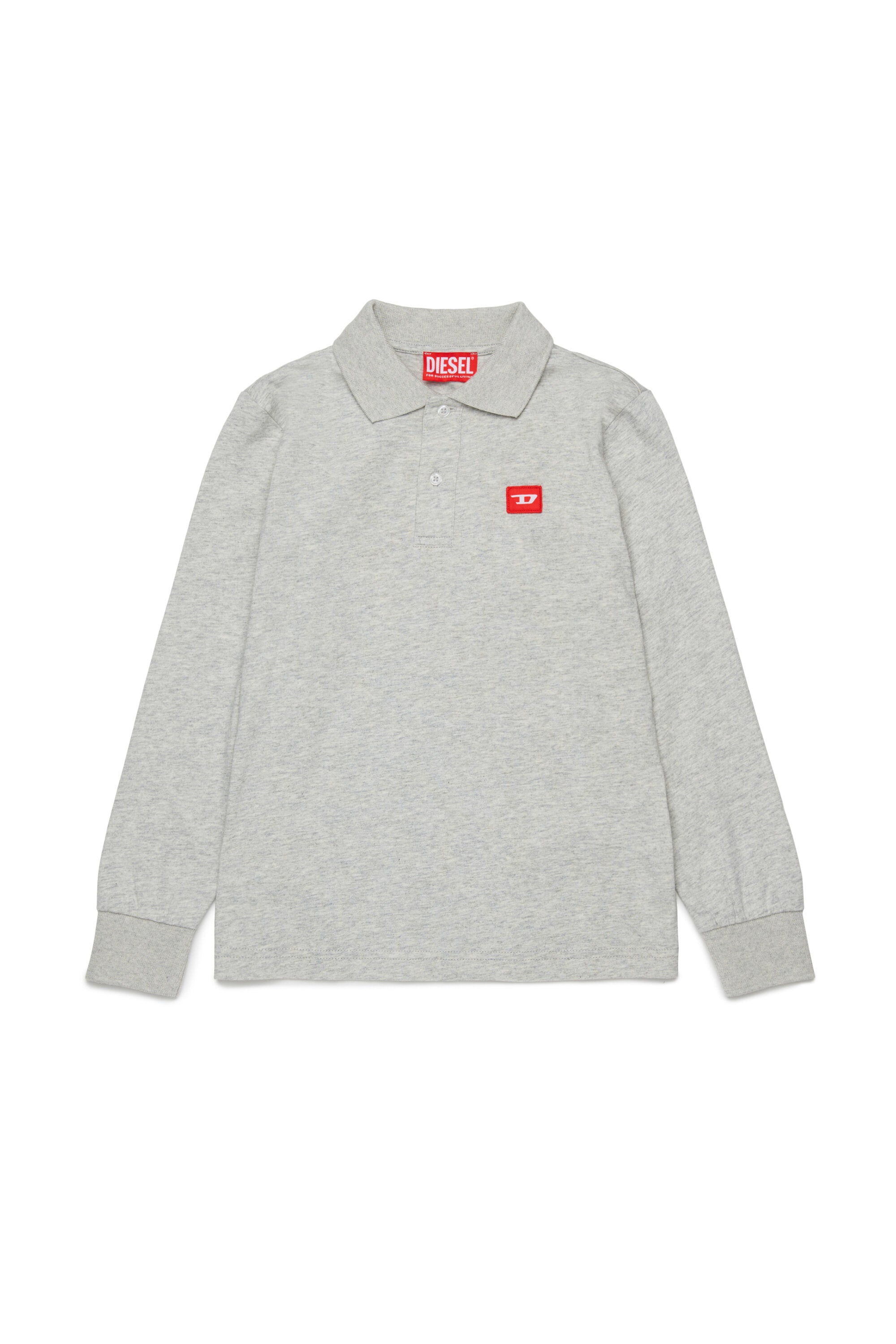 赤いDパッチ付きジャージー素材ポロシャツ