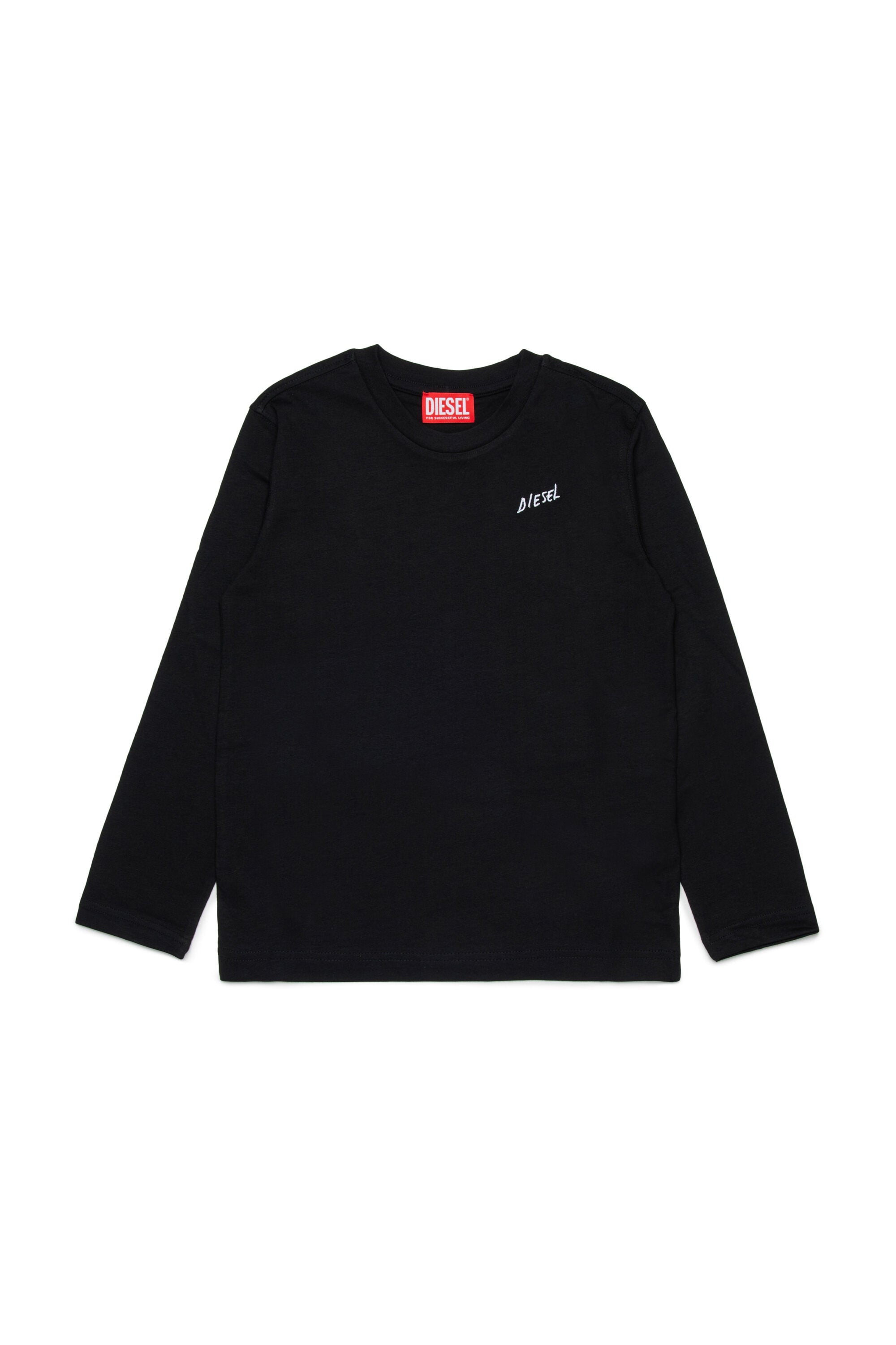 Dieselロゴ入り長袖ジャージー素材Tシャツ