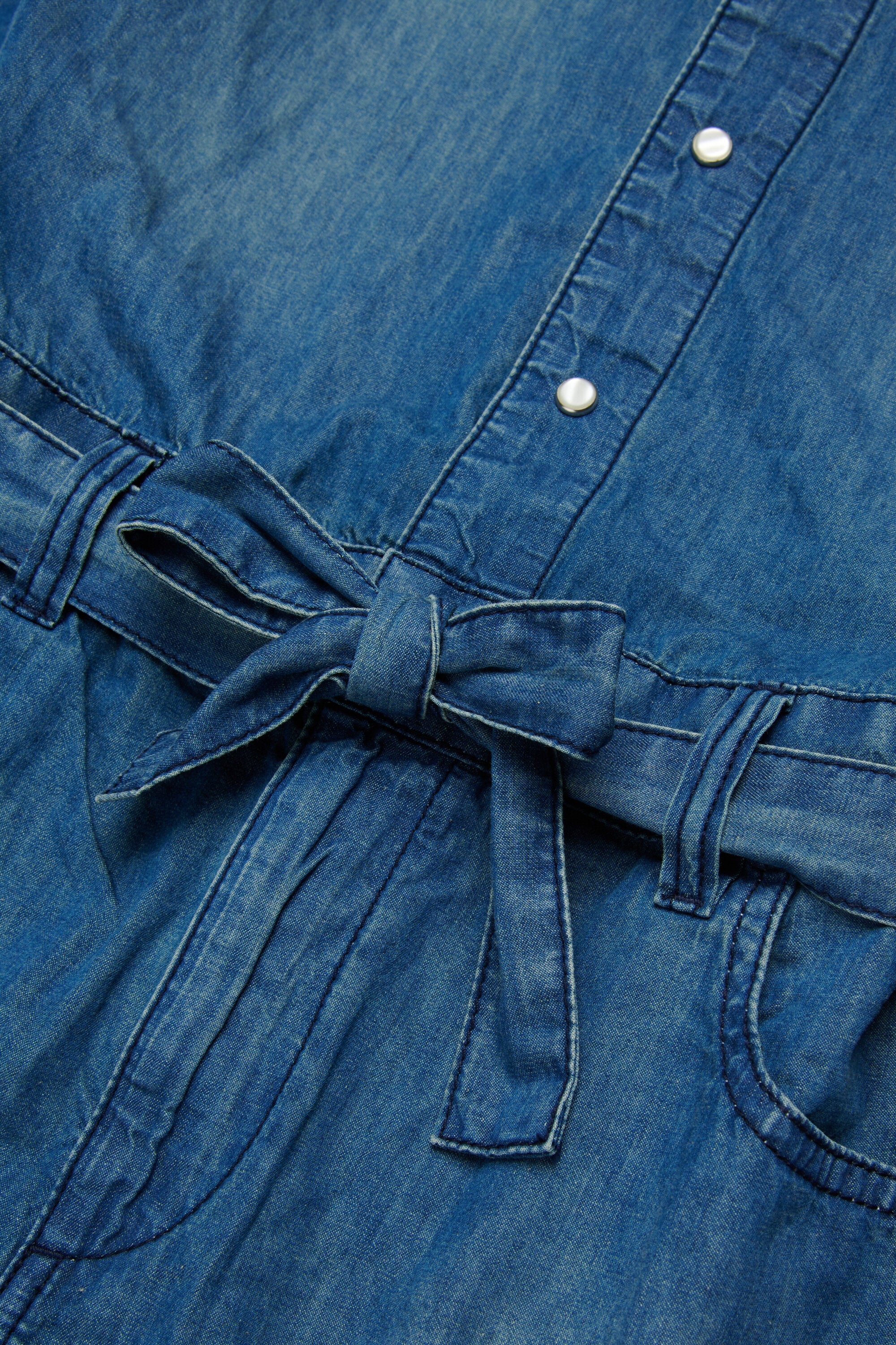 ロゴ入りデニムショートオールインワン