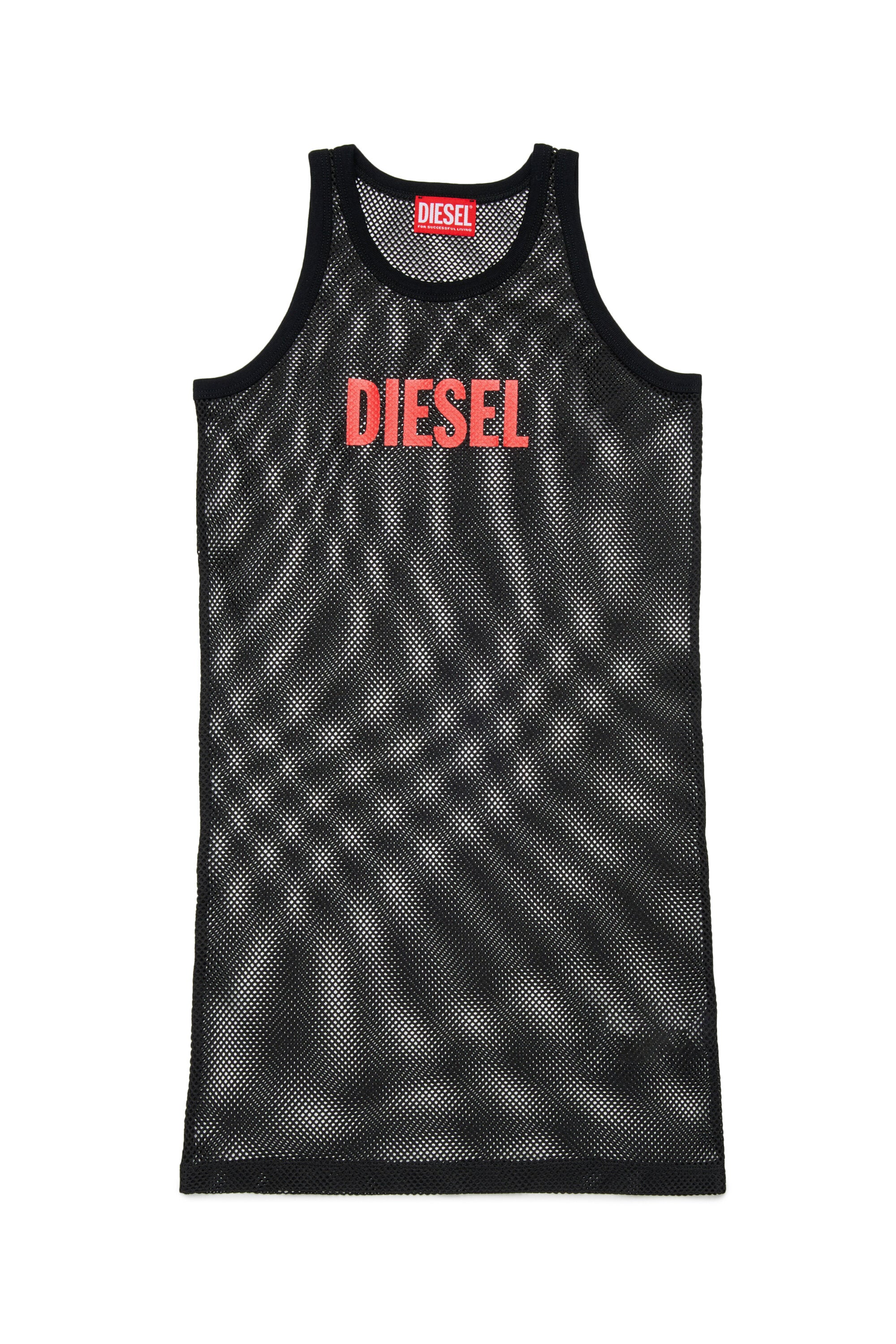 Mesh cover-up dress with printed logo