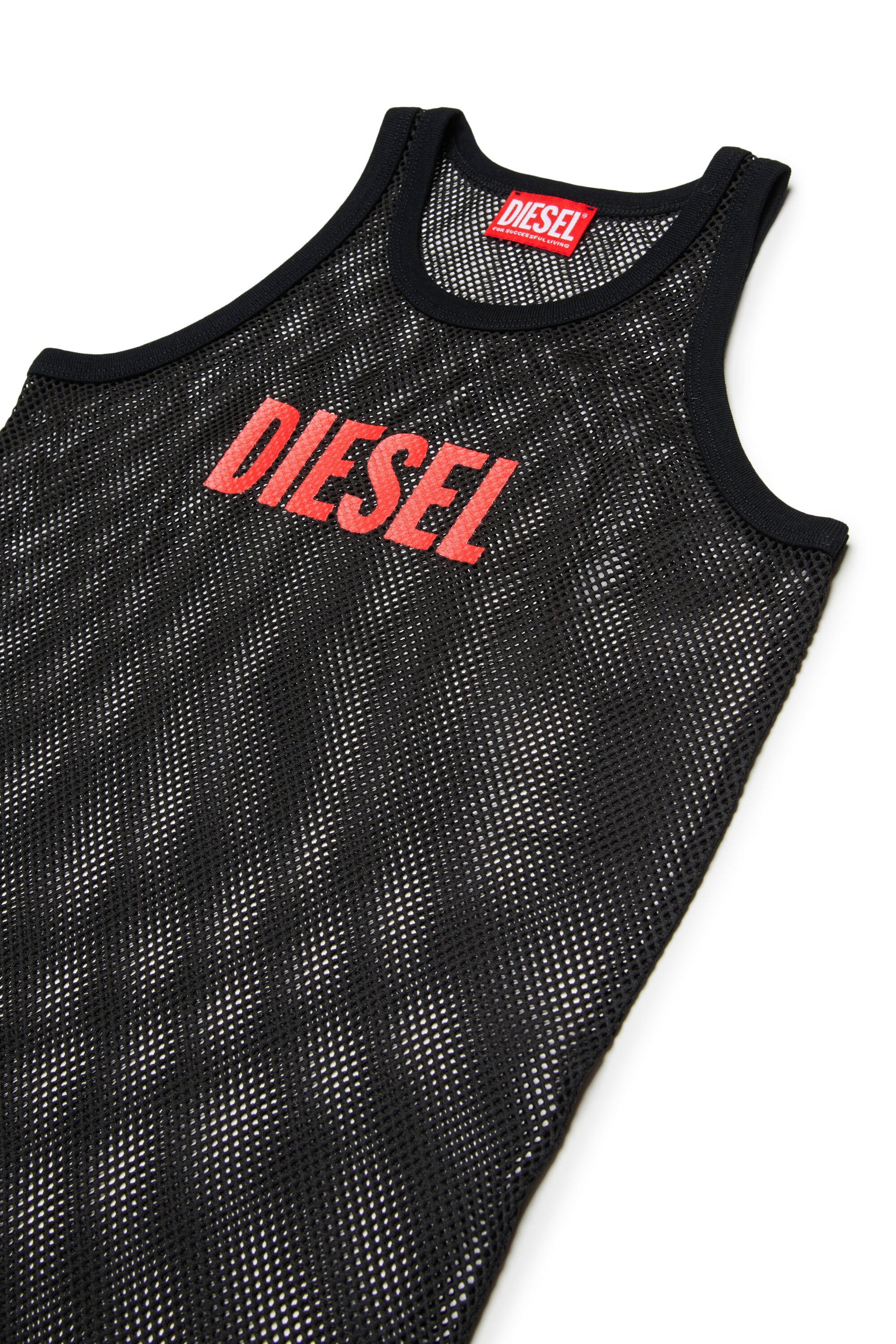 Mesh cover-up dress with printed logo