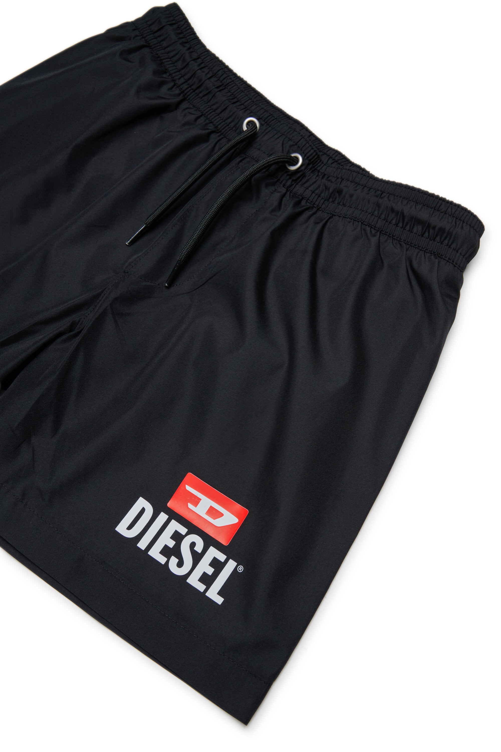 Boxer swim trunks with logo