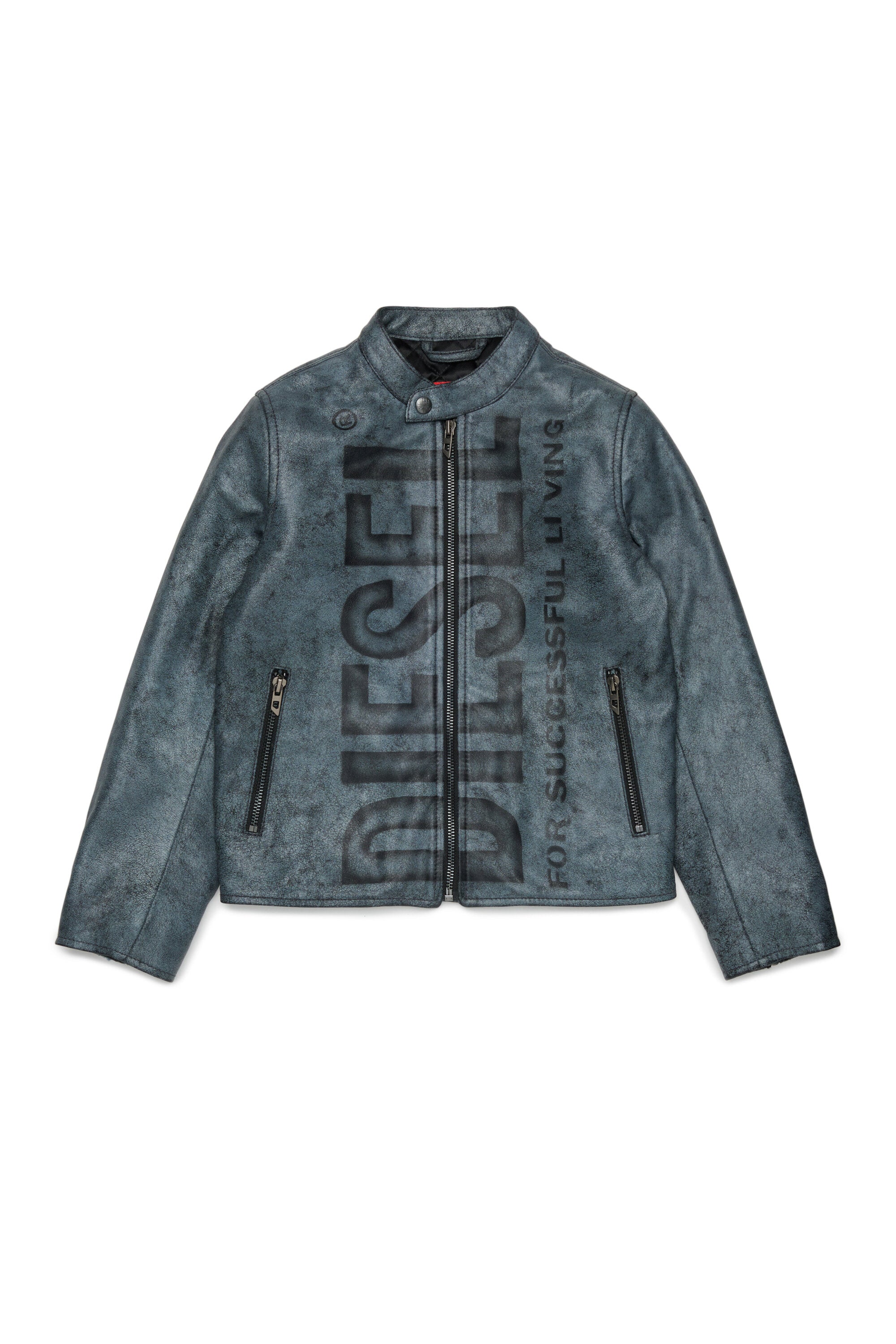 Biker jacket with printed logo