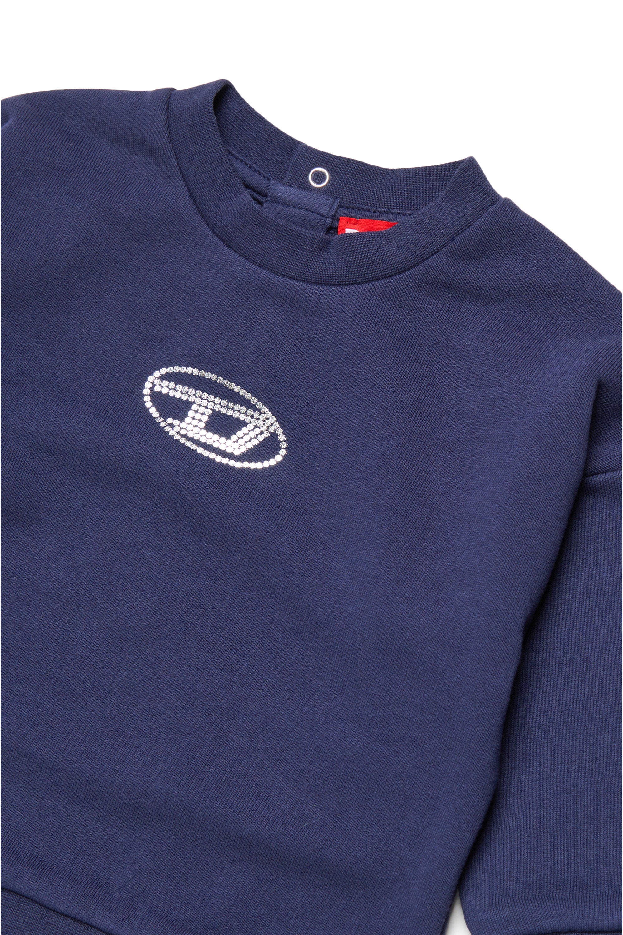 Crew-neck sweatshirt with oval D mylar logo