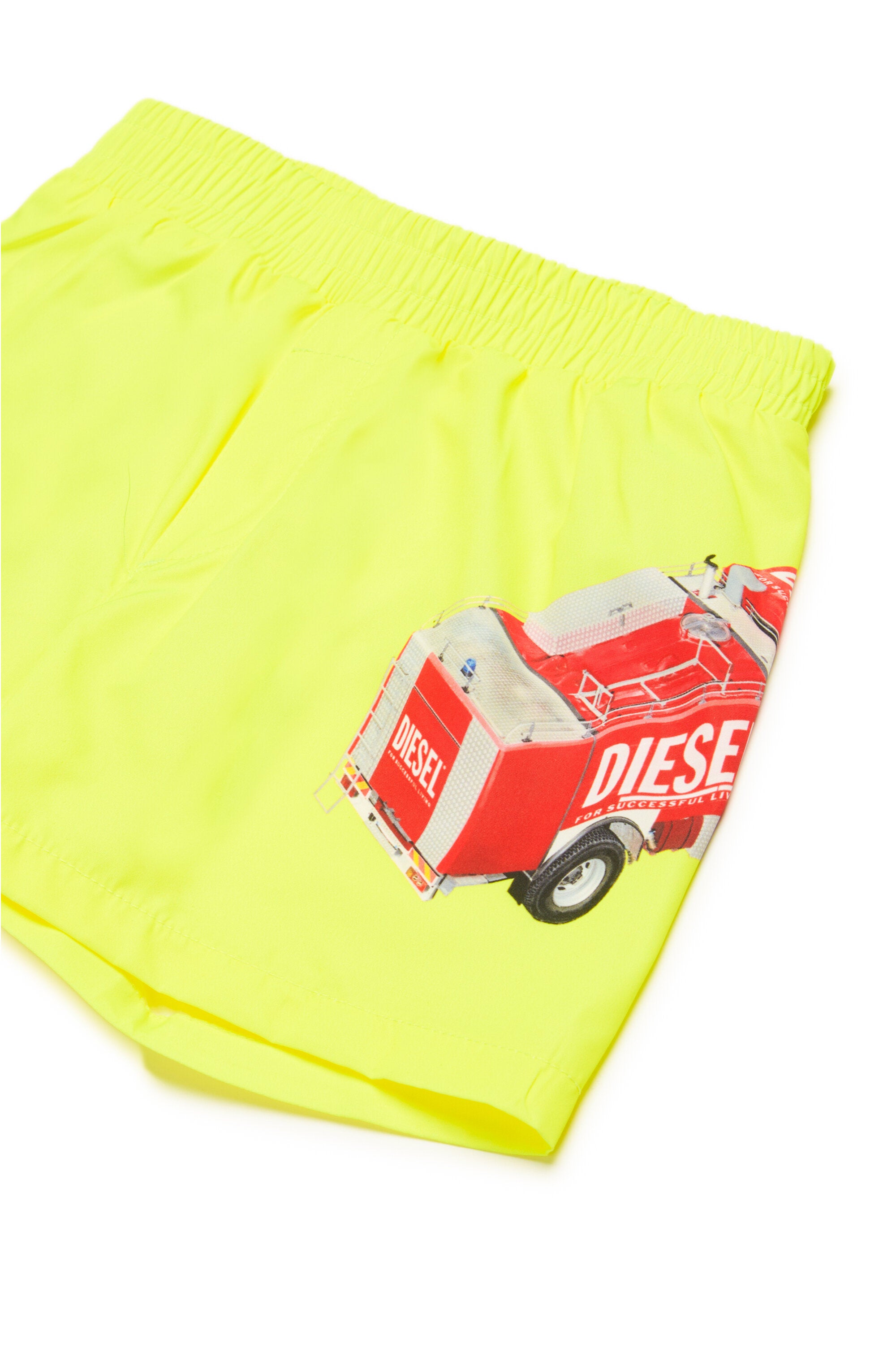 Boxer swimsuit with Fire Truck graphics