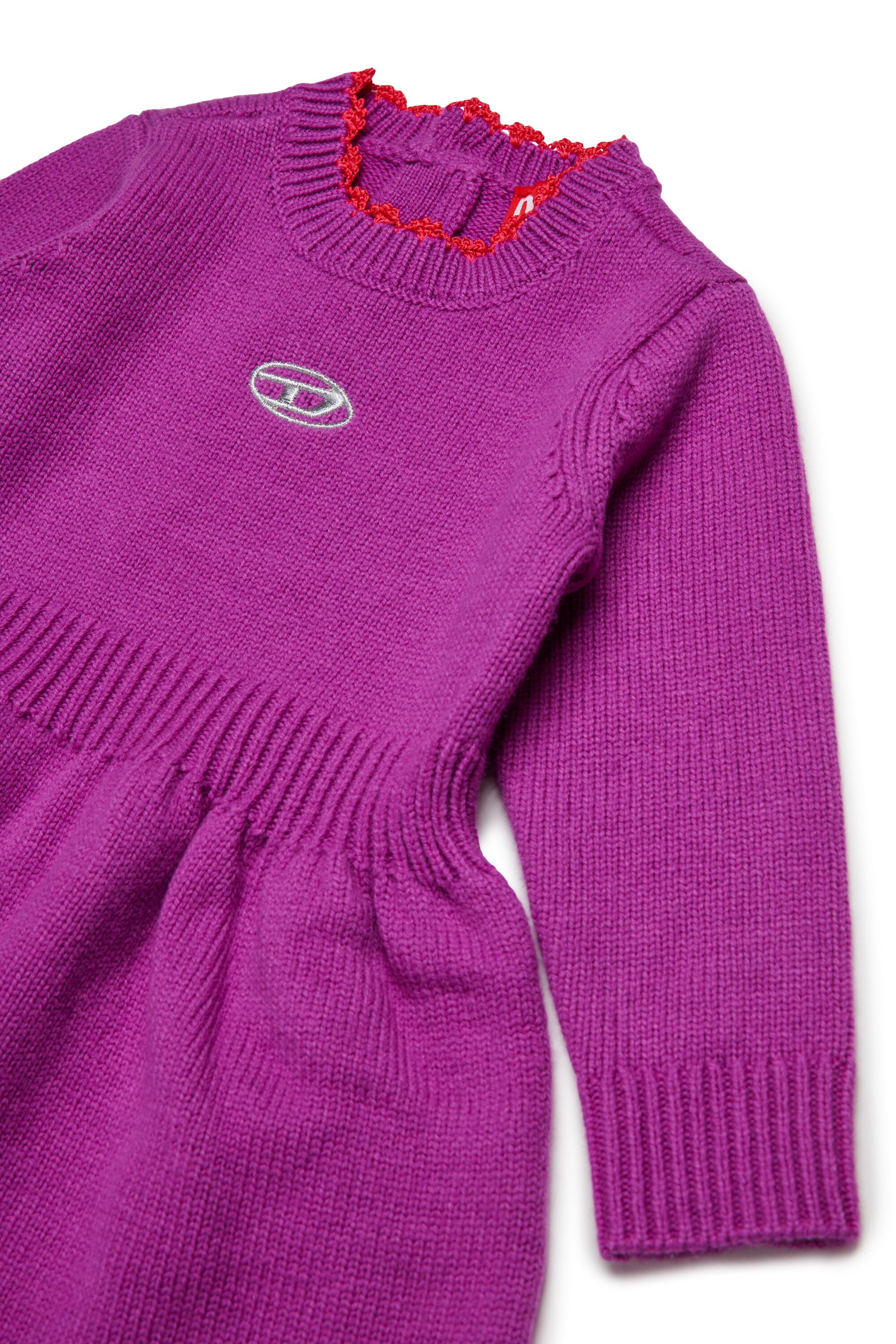 オーバルDロゴのブランドロゴ入りカシミア混ミディアム丈ドレス