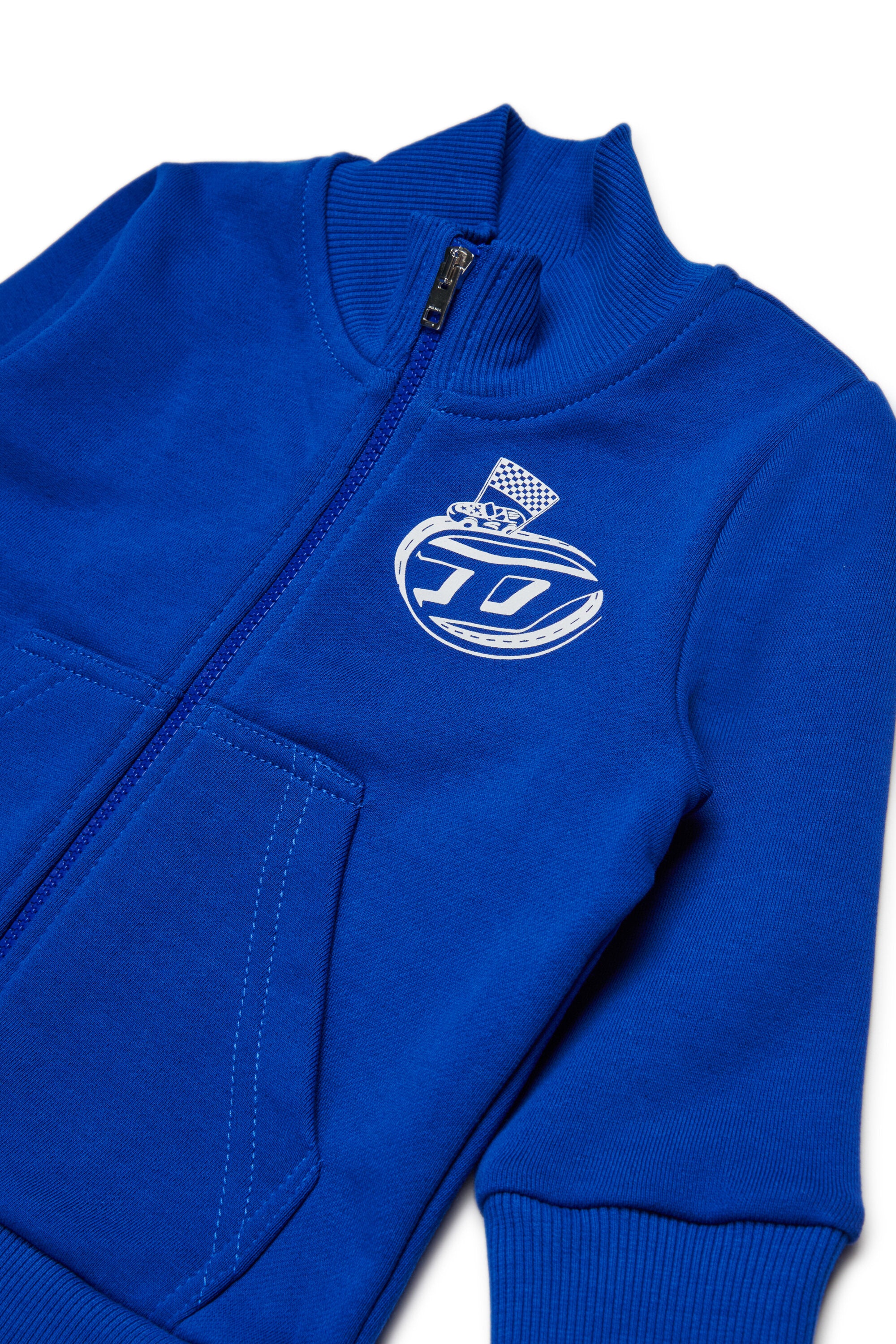 Diesel Funny Racingグラフィックのフルジッパー付きスウェットシャツ