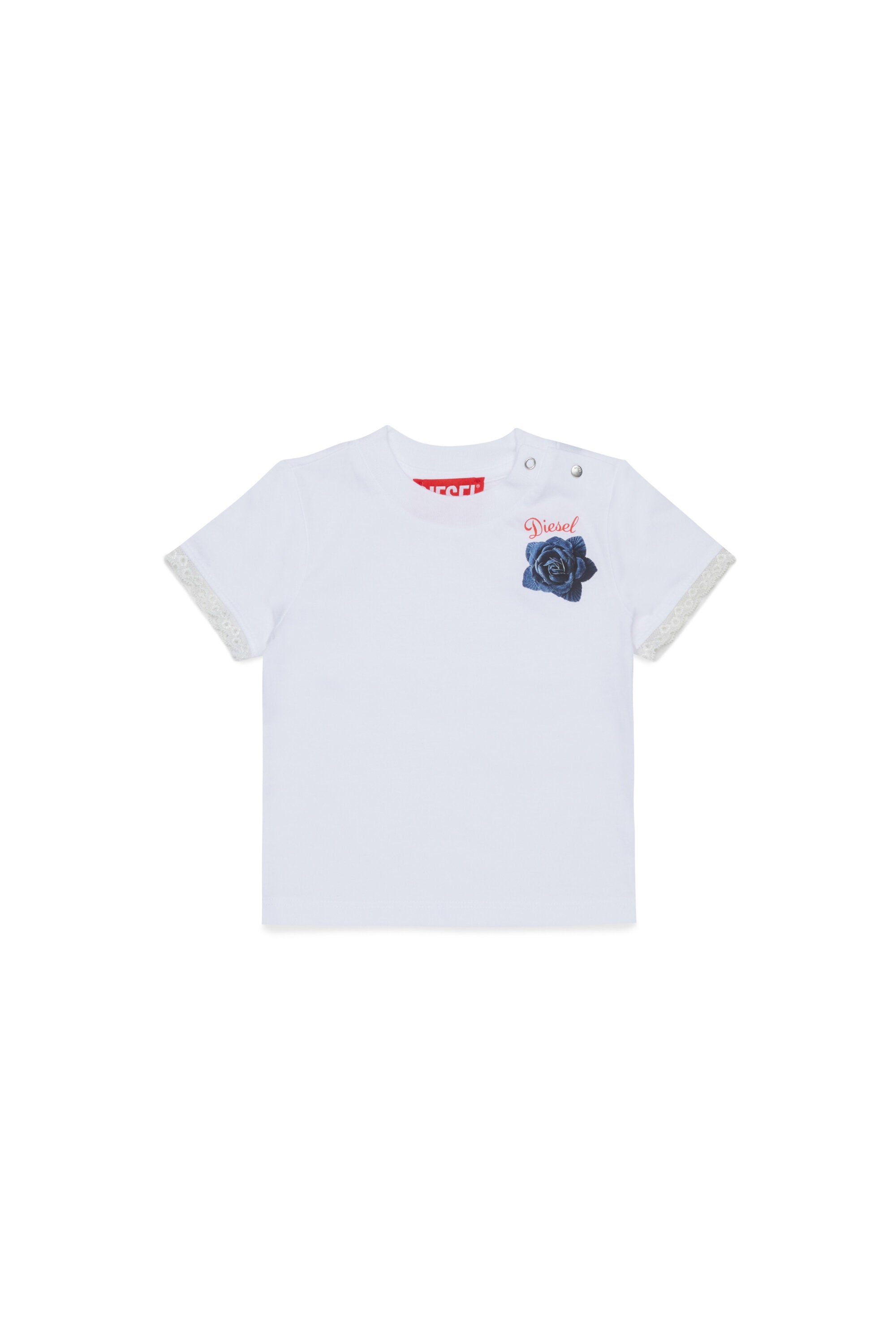 T-shirt with logo and lace sleeves