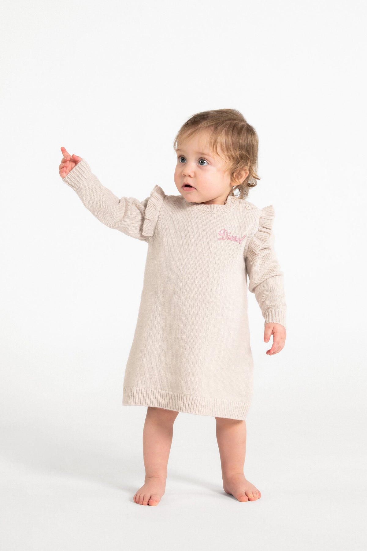 Knit dress with embroidered logo