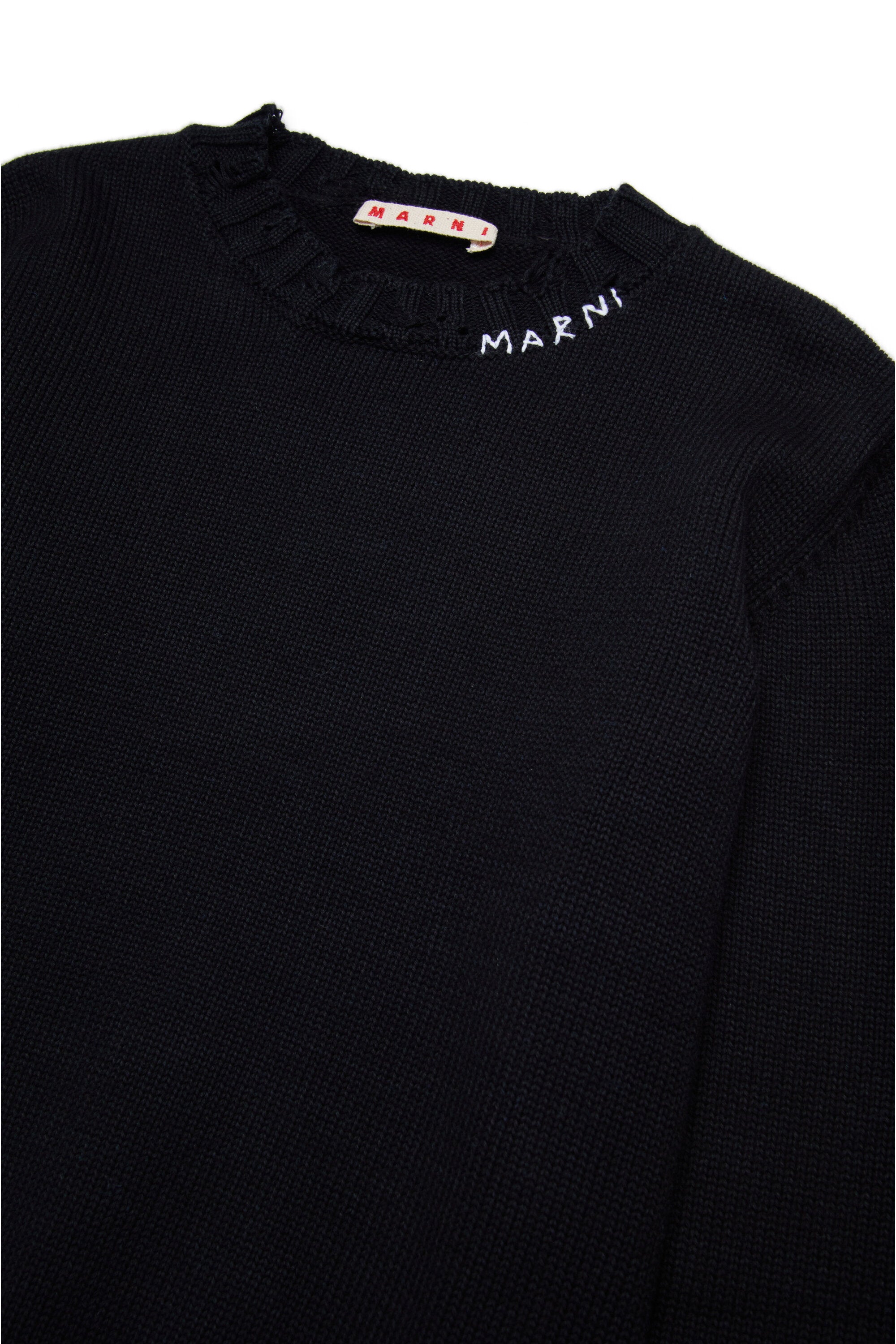 Crew-neck pullover with breaks