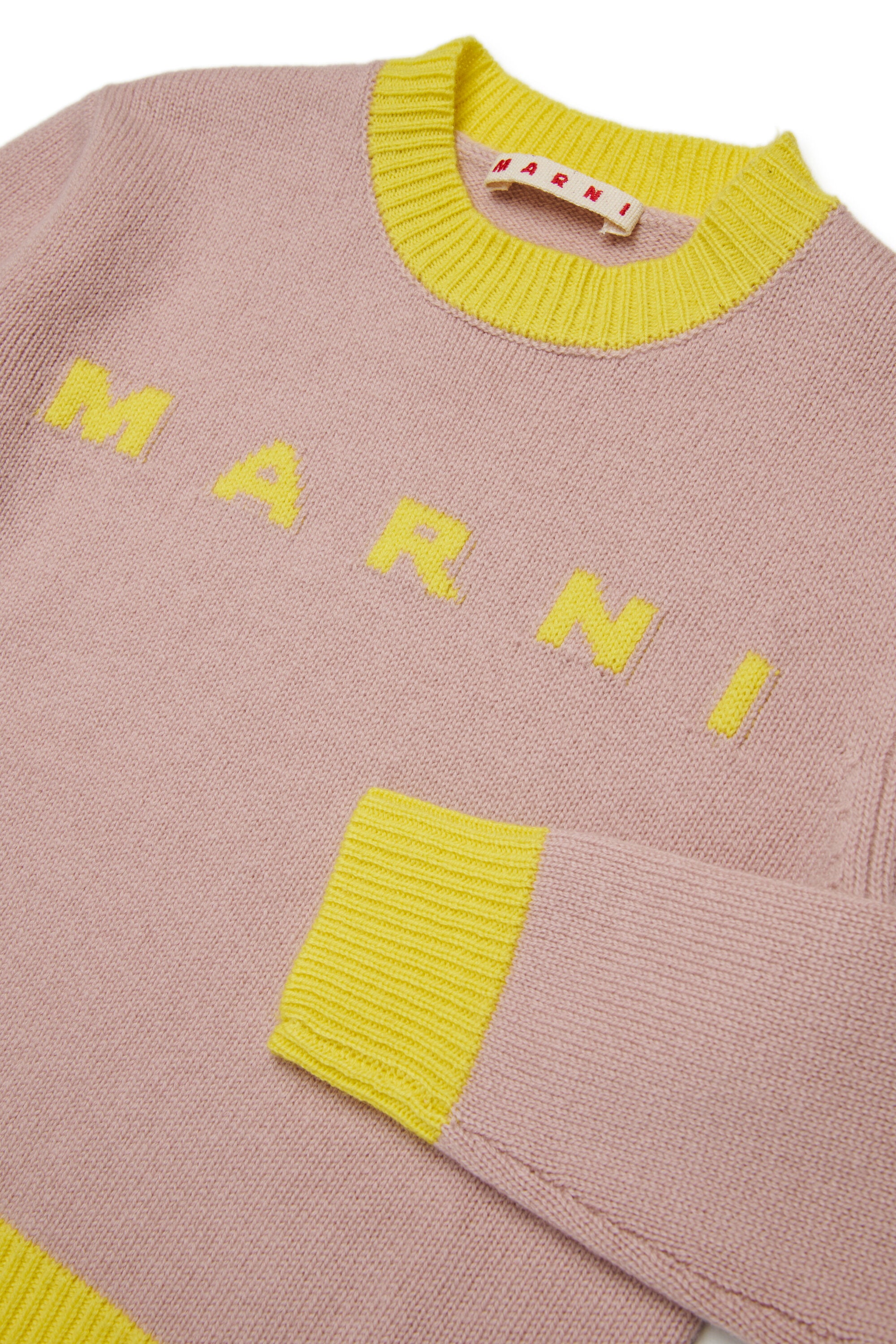 カラーブロック ウール・カシミア混クルーネックセーター