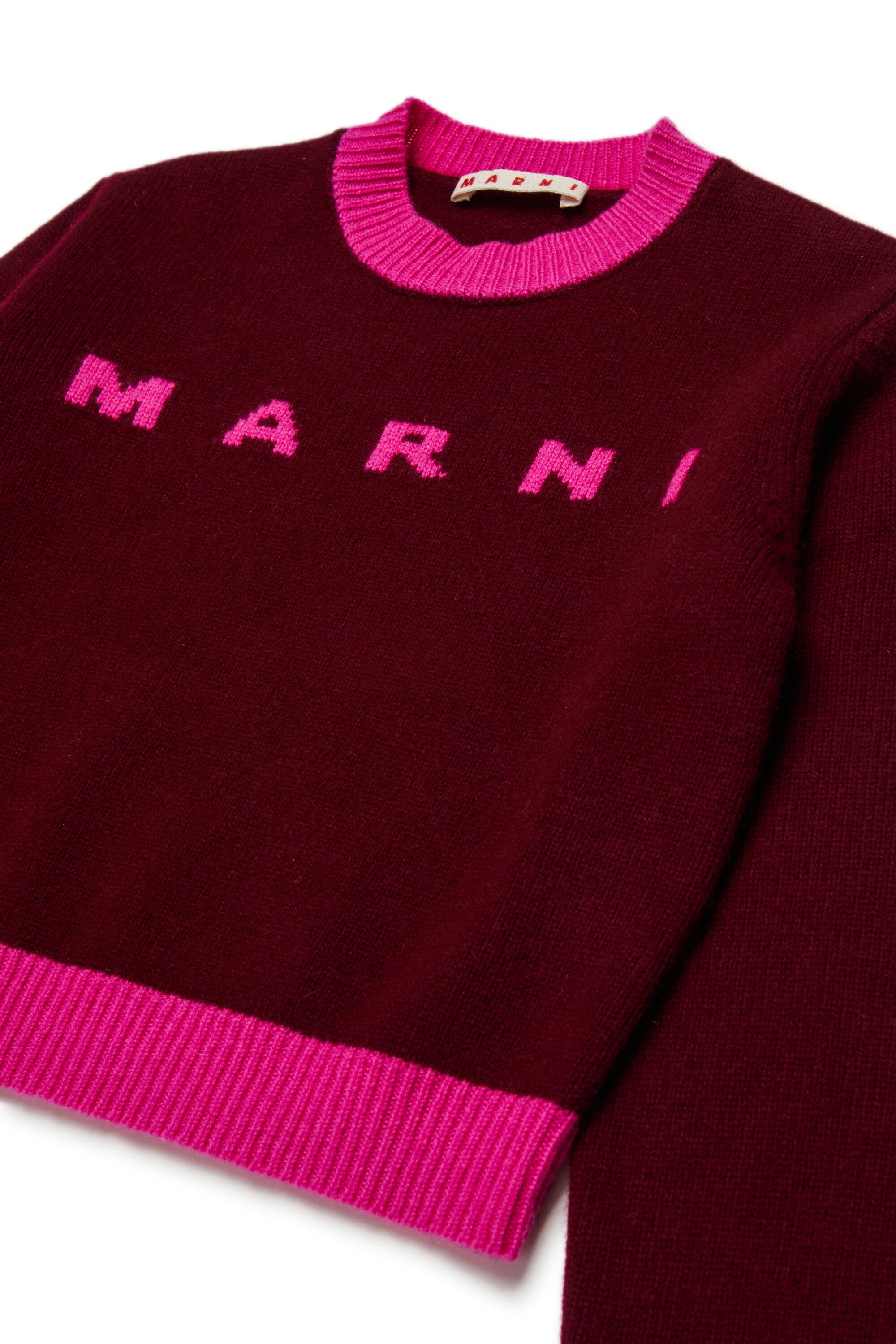 カラーブロック ウール・カシミア混クルーネックセーター