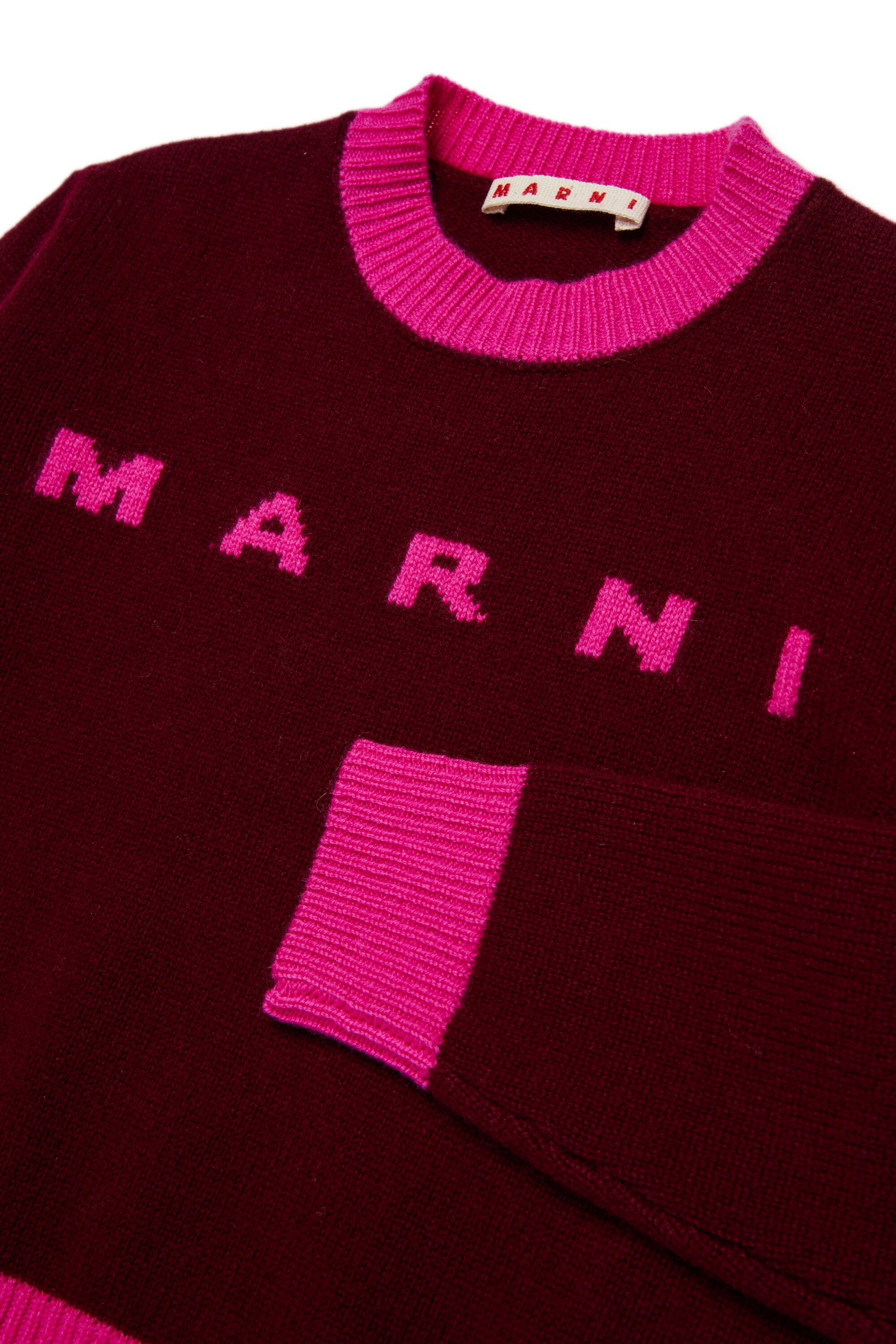 カラーブロック ウール・カシミア混クルーネックセーター