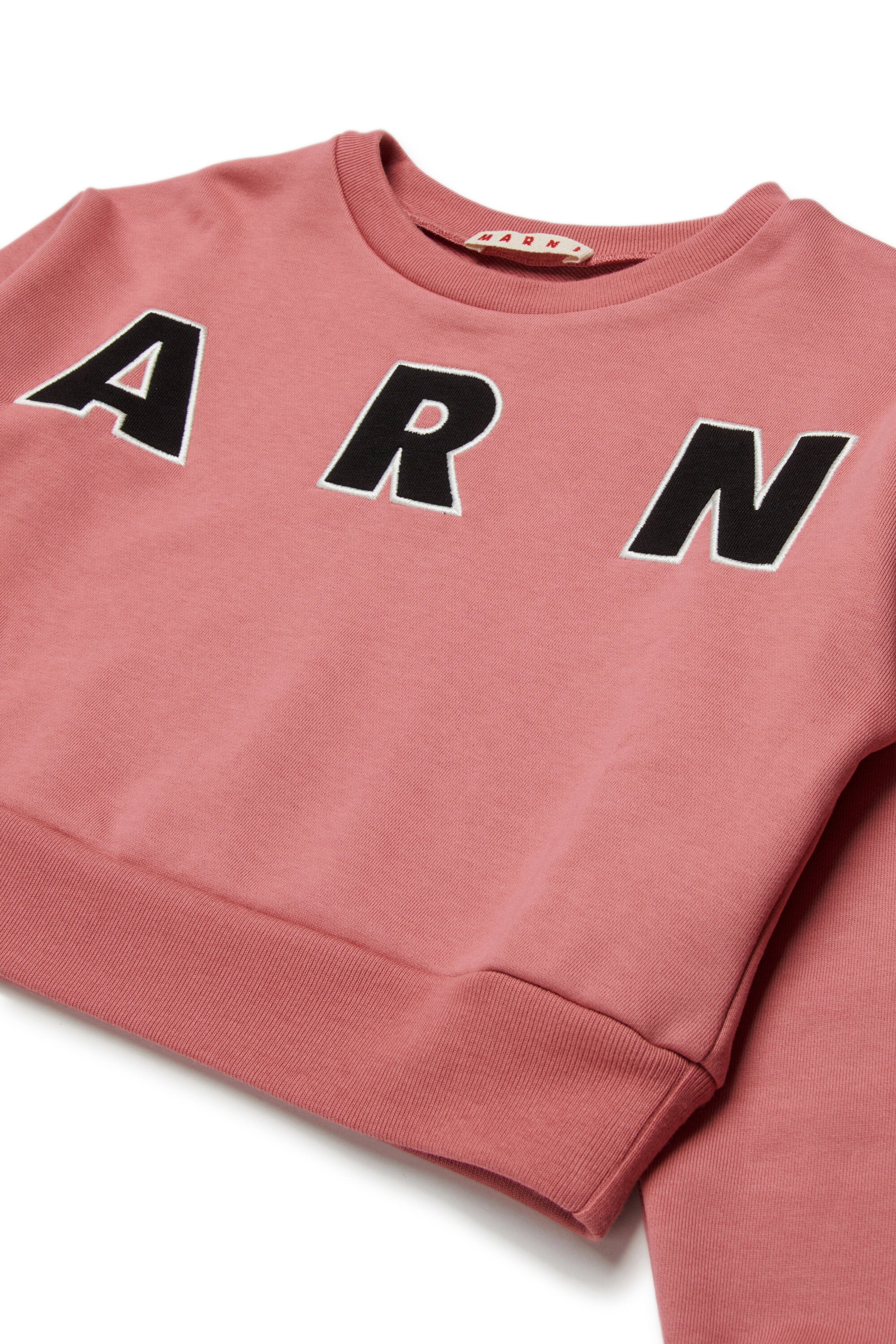 Cropped crew-neck sweatshirt with embroidered Marni patch logo