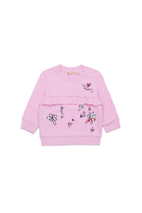 Crew-neck sweatshirt with Small Flower print