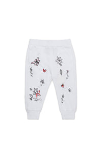 Fleece trousers with small flowers