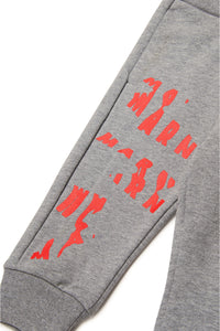 Fleece jogger trousers with melted logo