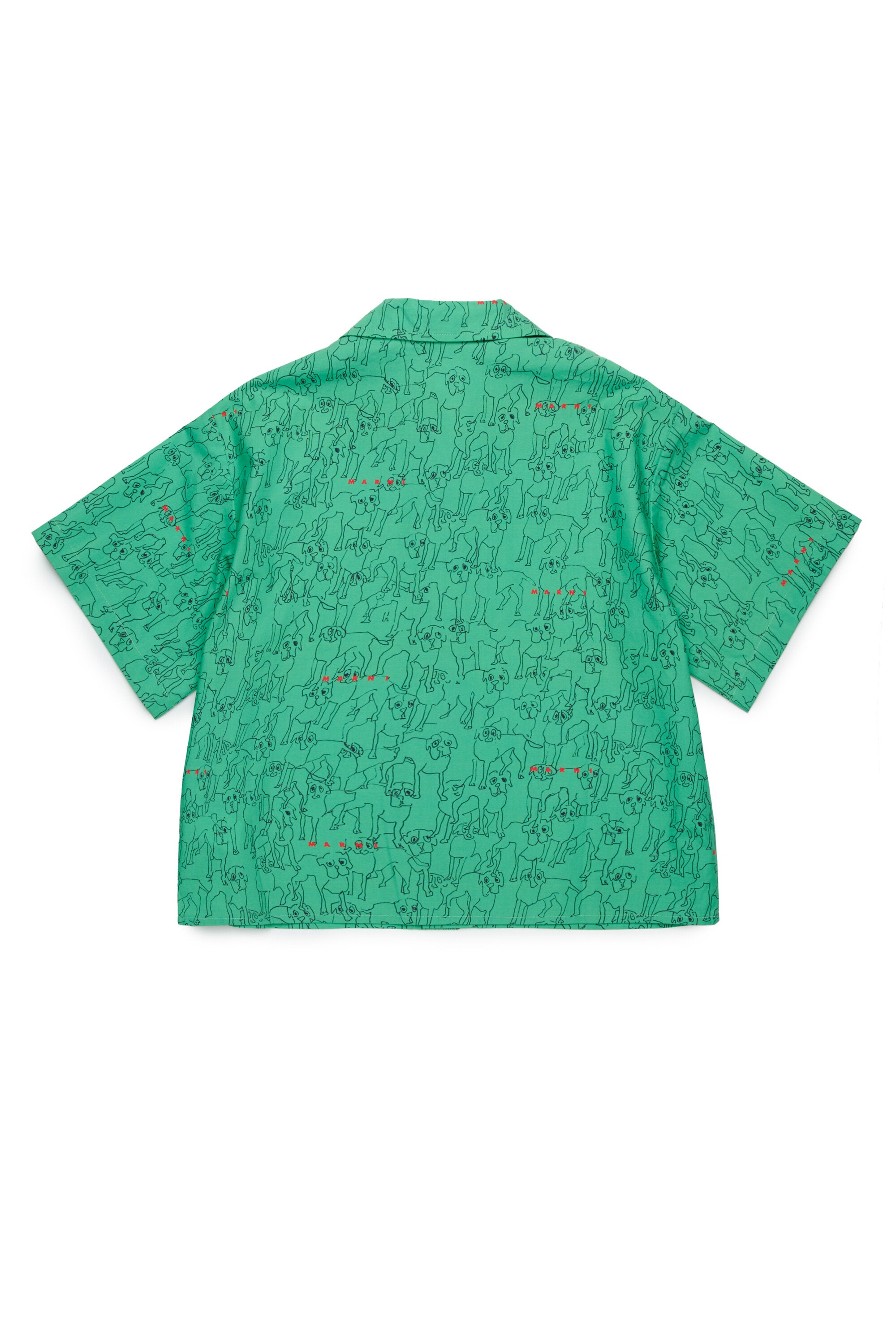 オールオーバーのポプリンJoyを使用したボウリングシャツ。