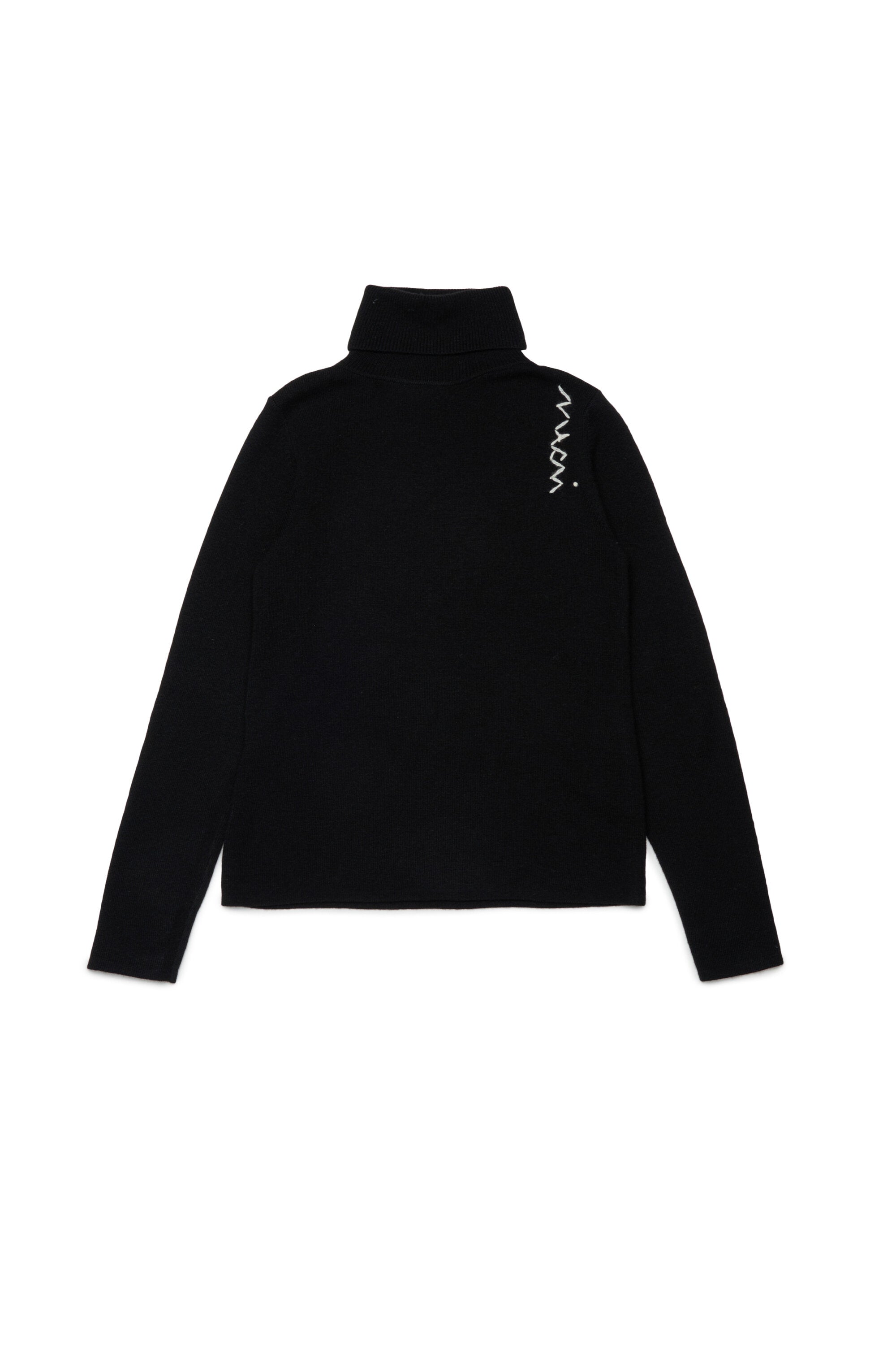 リブ編みウール混タートルネックセーター