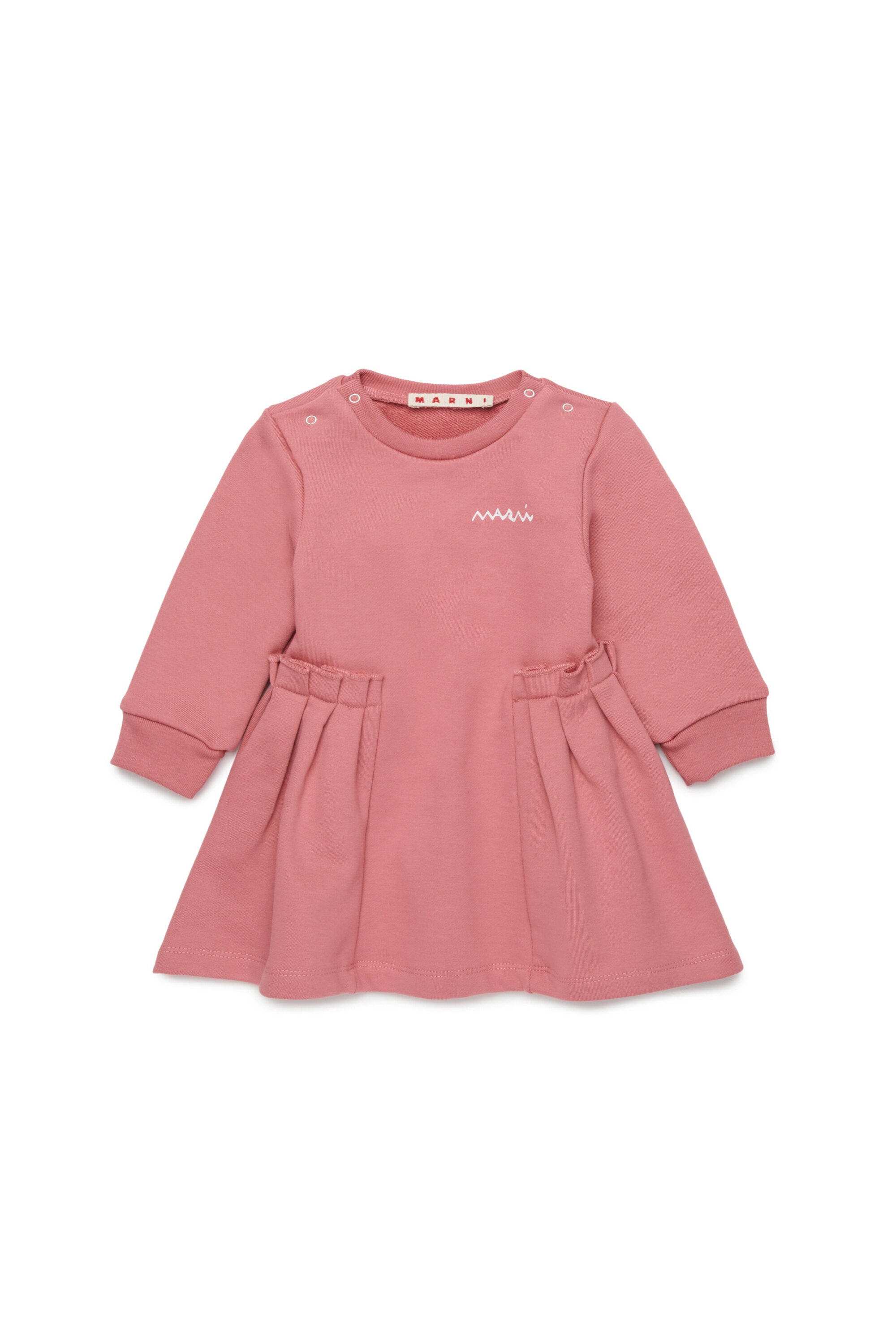 フラウンス付きフリース・ミディ・ドレス