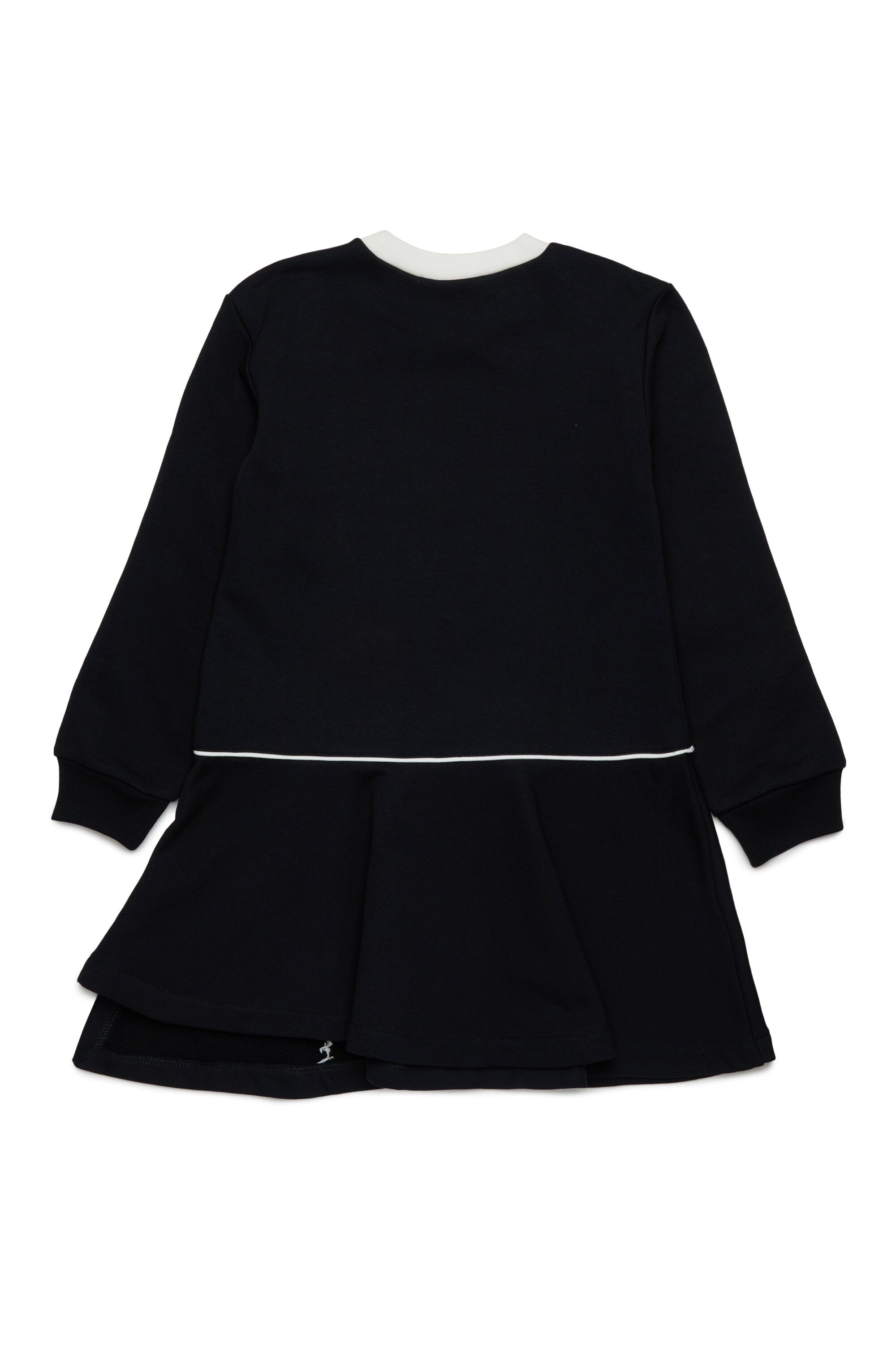 Fleece short dress with contrasting piping