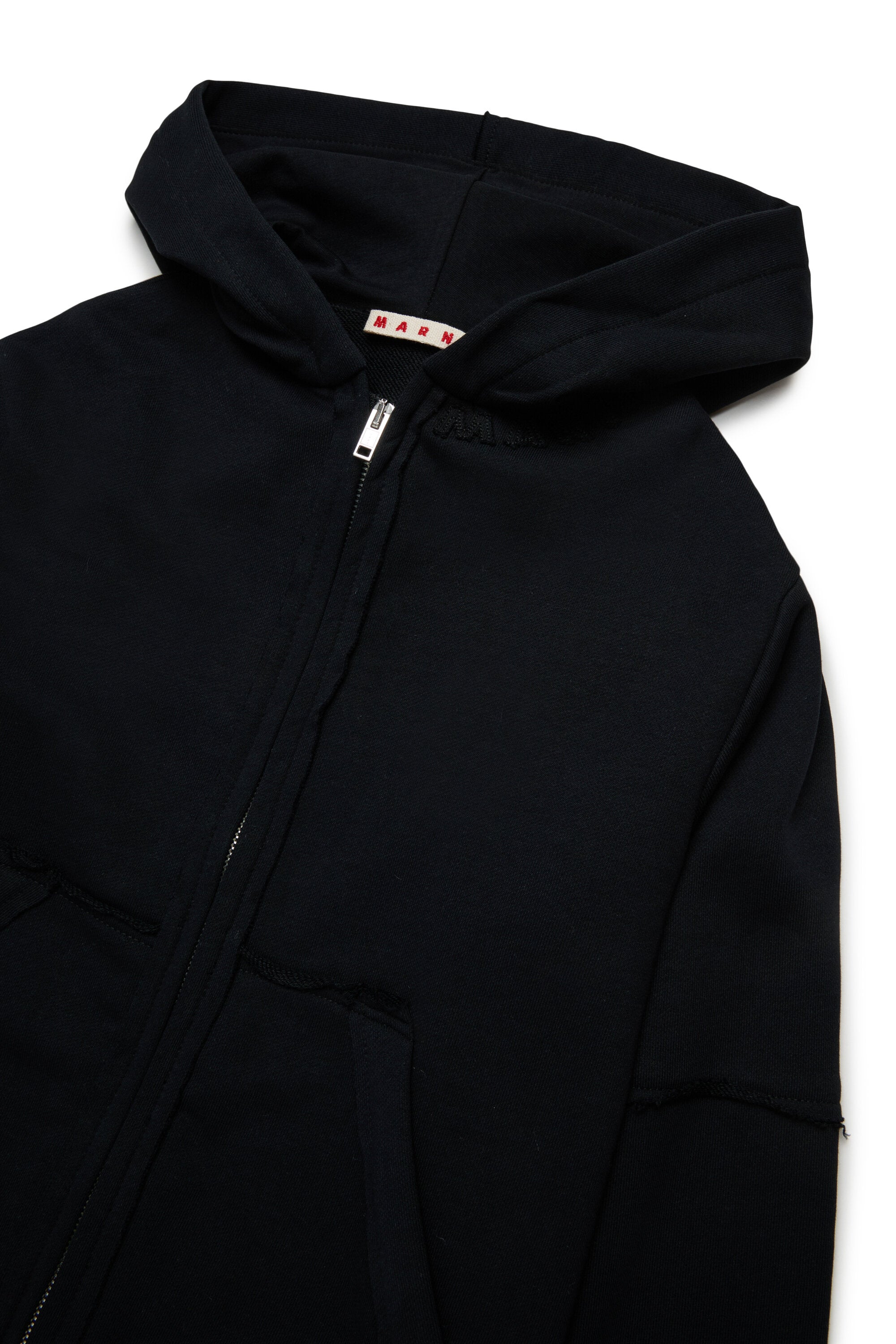 Hooded sweatshirt with raw cut details