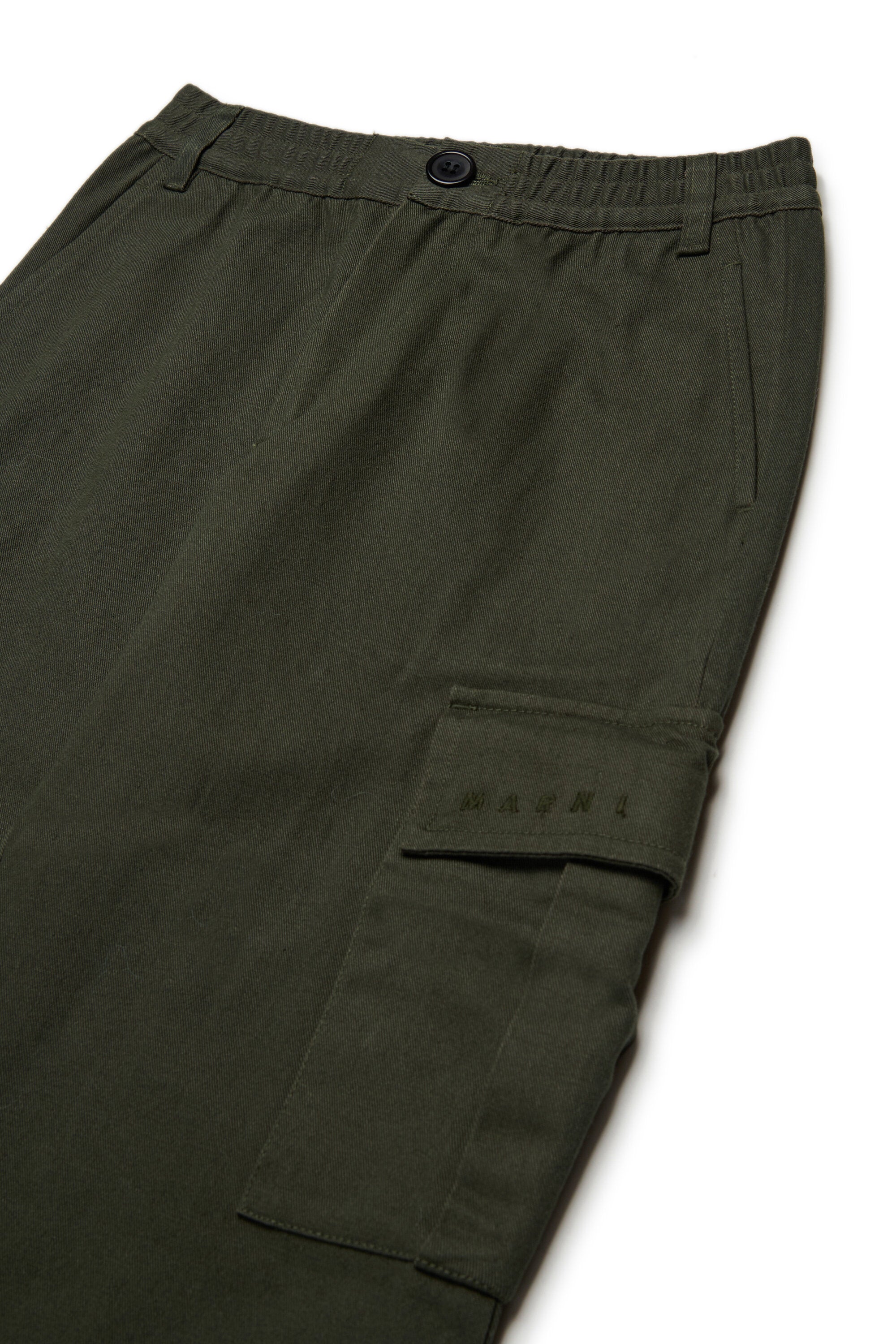 Gabardine cargo pants with adjustable straps