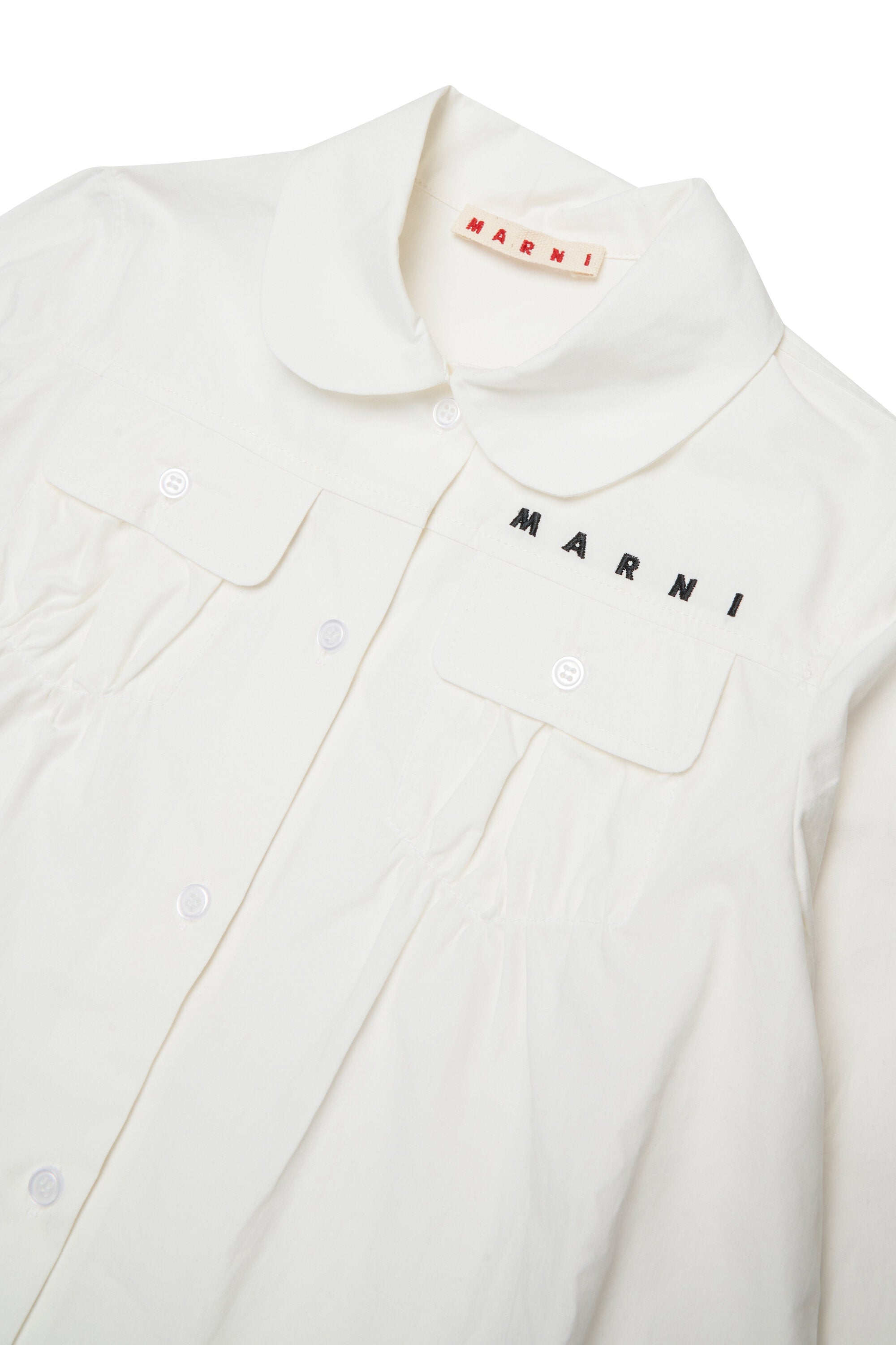 フリル付きポプリンシャツ