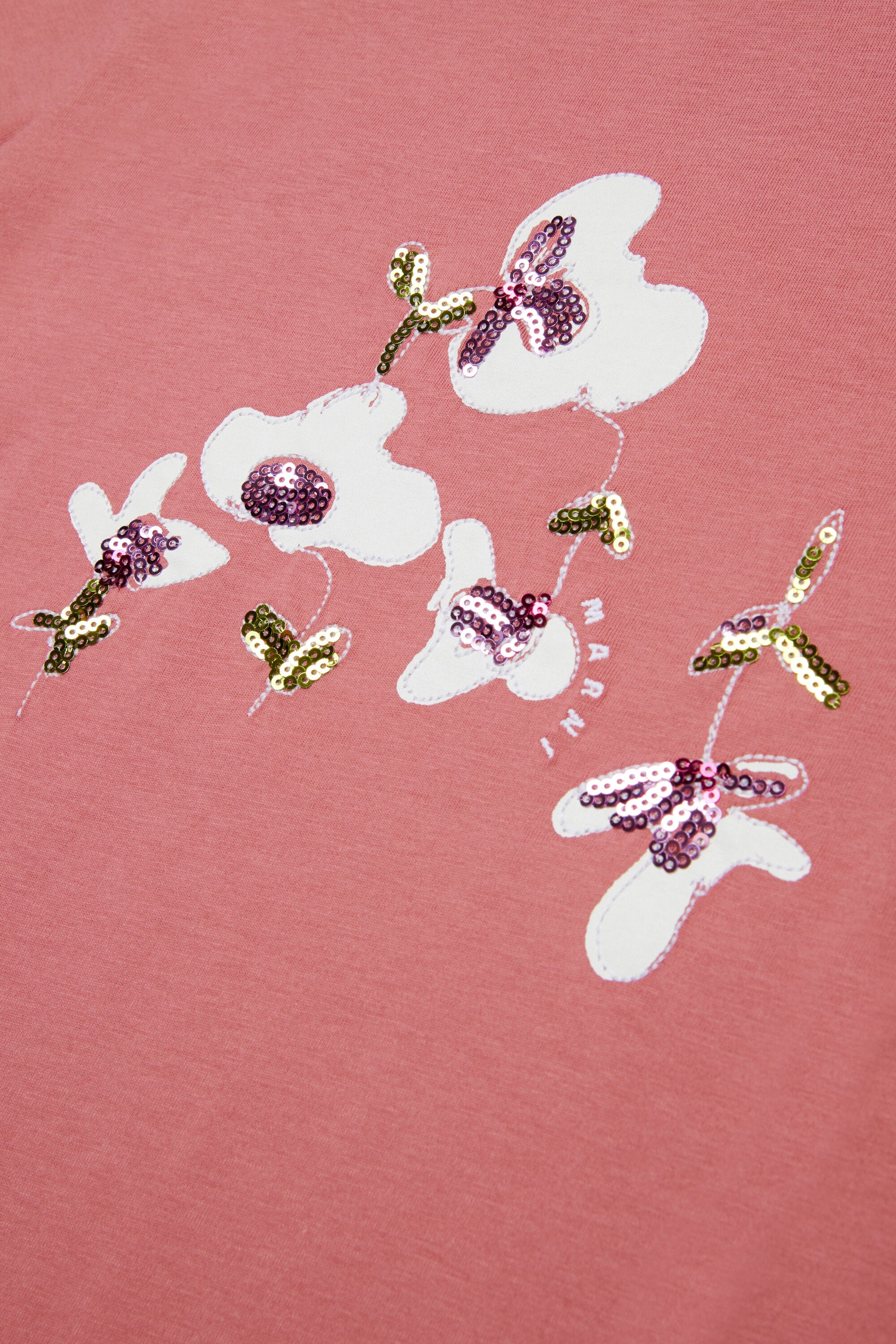 花柄パッチ付きジャージーTシャツ