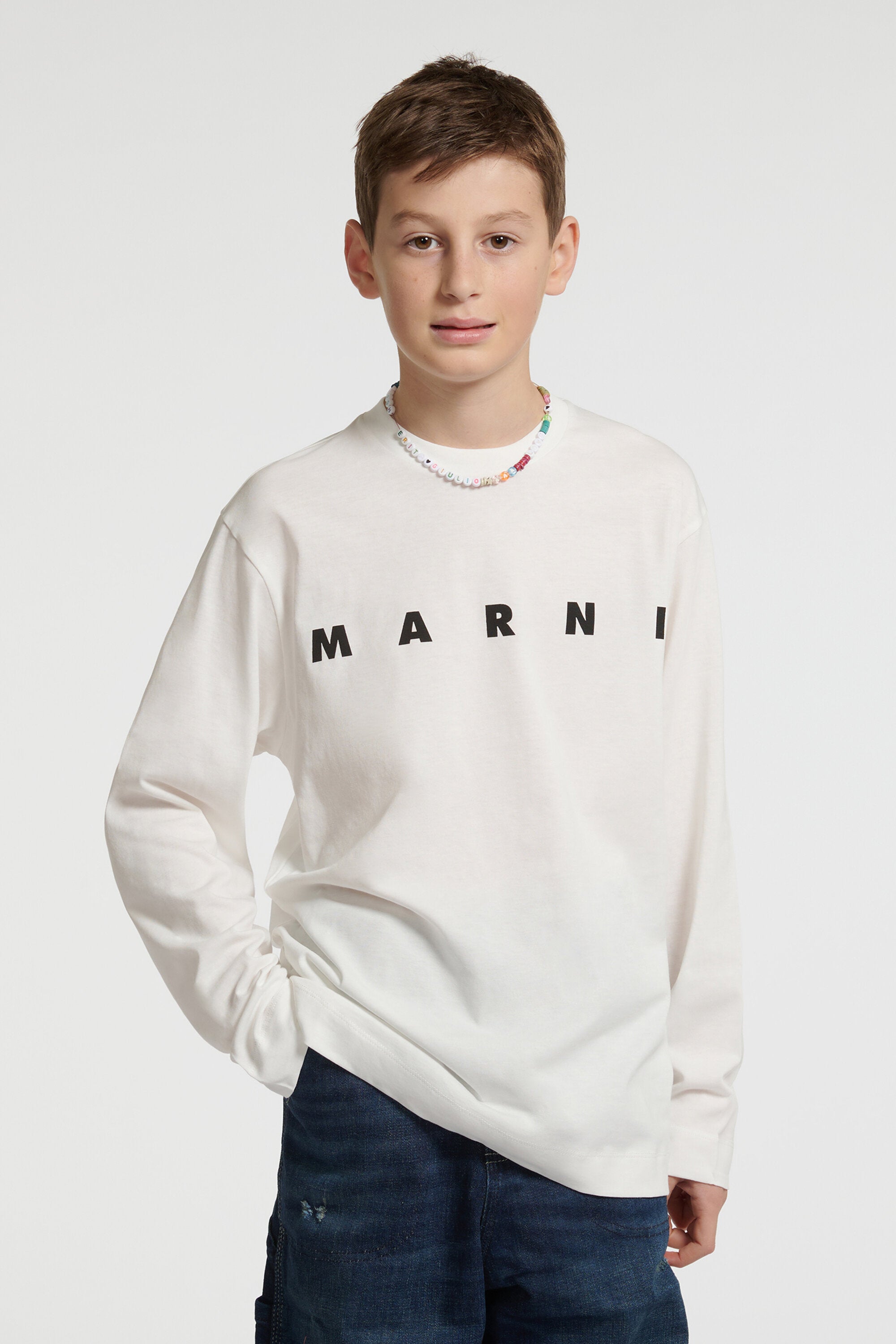 Marni・ロゴ入り長袖ジャージーTシャツ