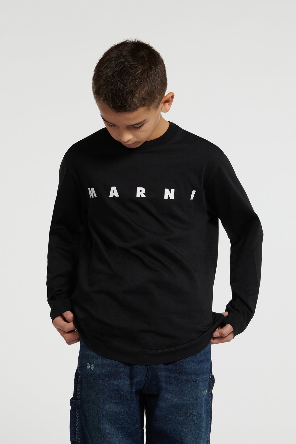Marni・ロゴ入り長袖ジャージーTシャツ
