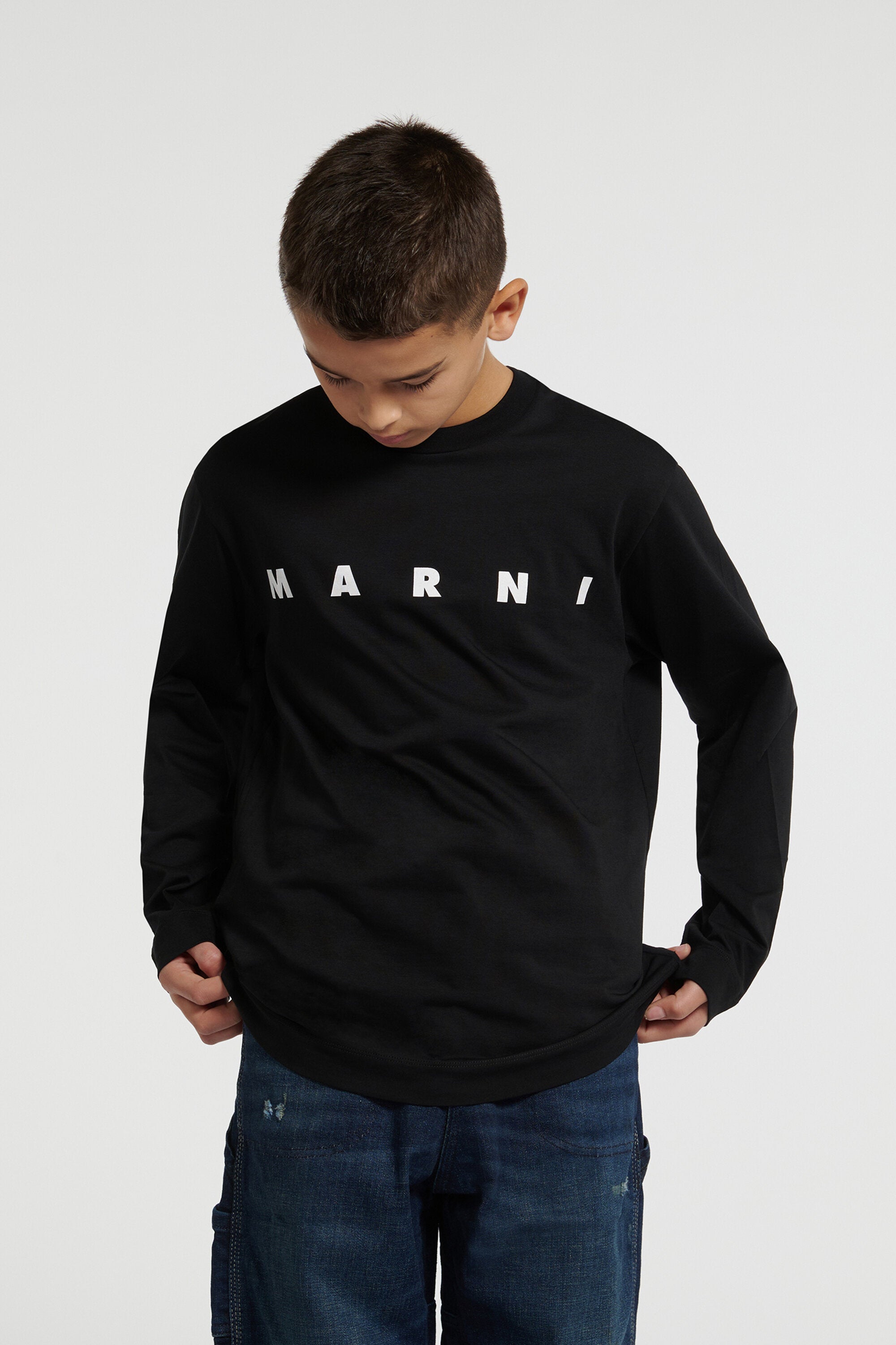 Marni・ロゴ入り長袖ジャージーTシャツ
