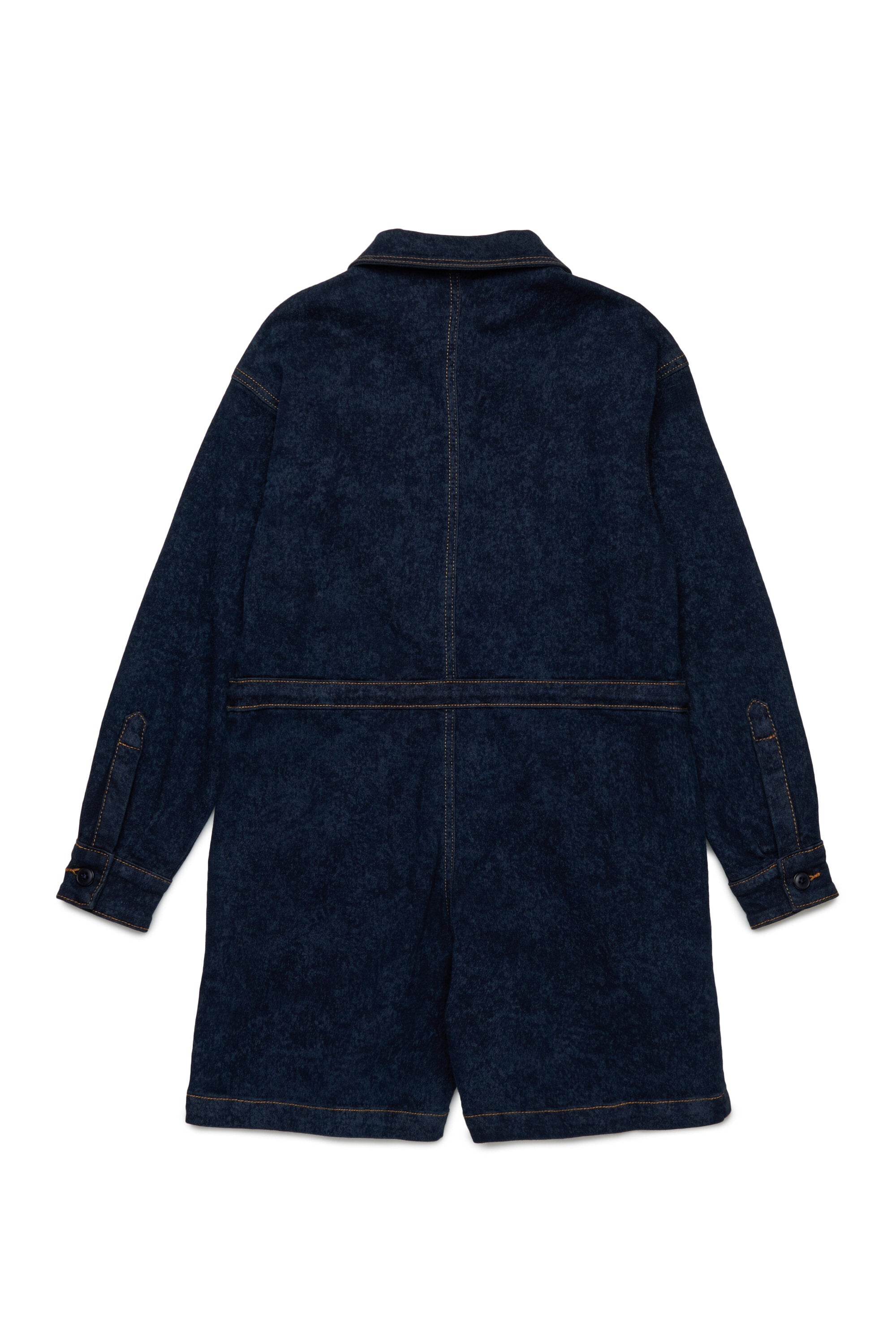 Marbled denim jumpsuit with drawstrings