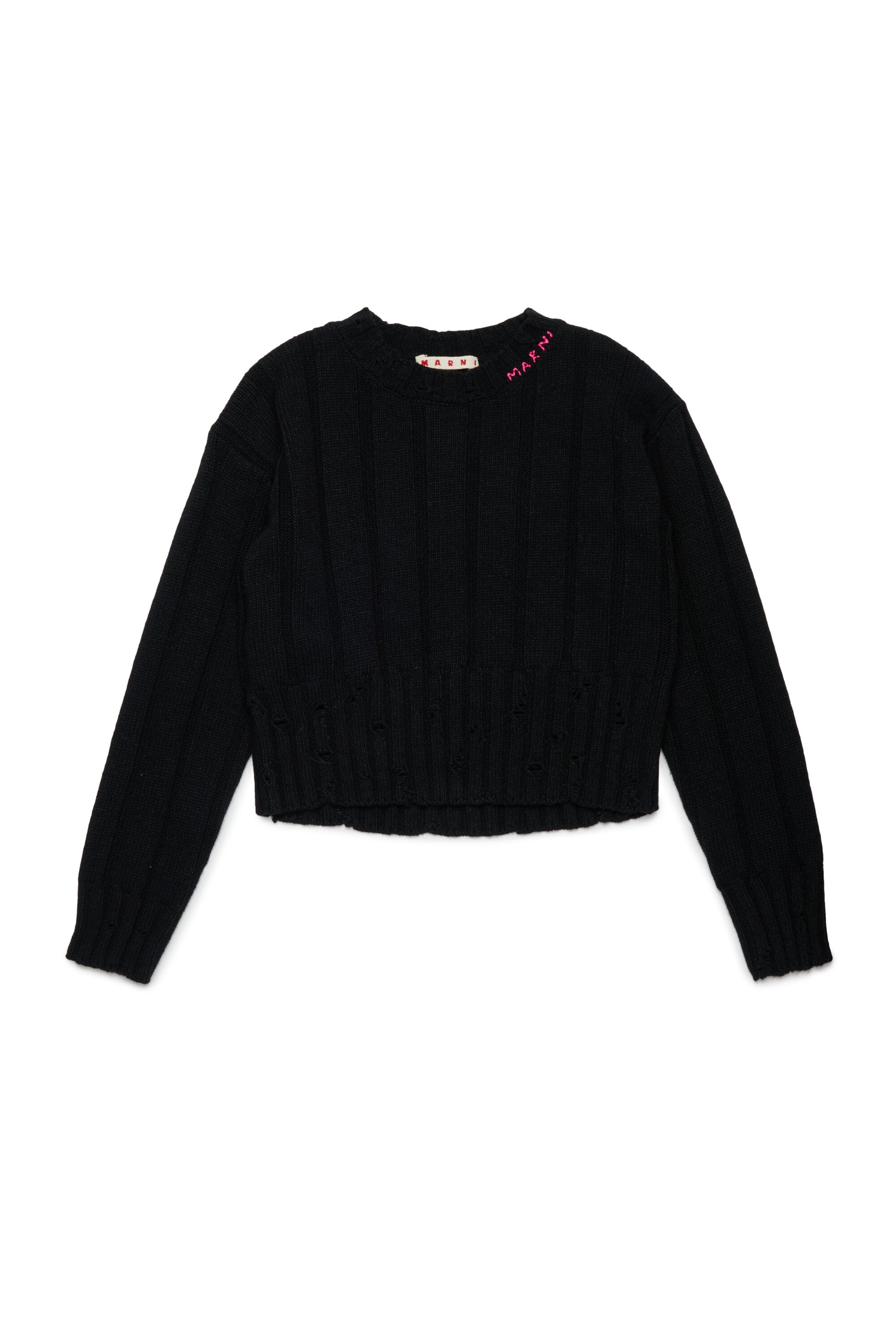Cropped wool-blend pullover with breaks