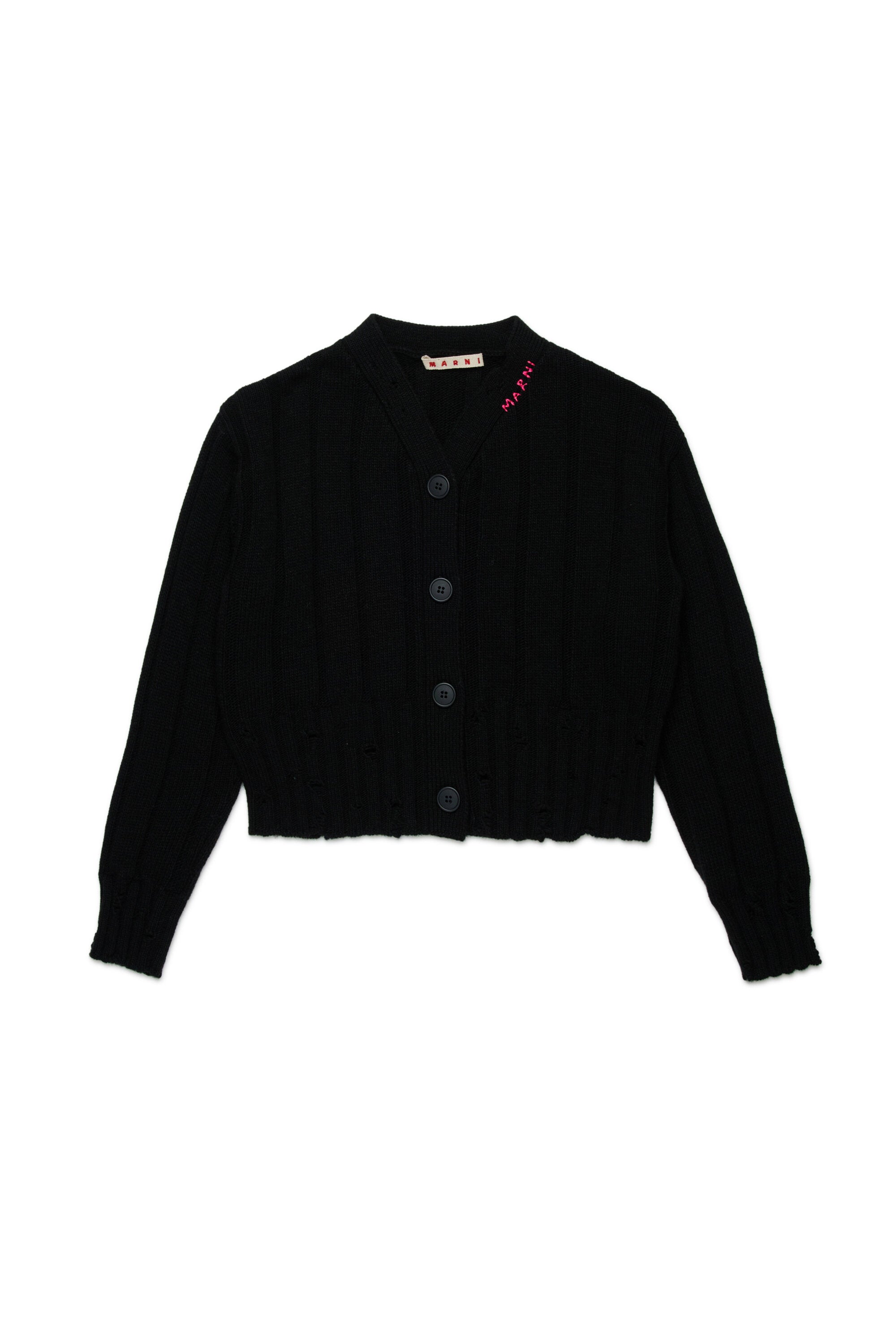 Wool-blend cardigan with breaks